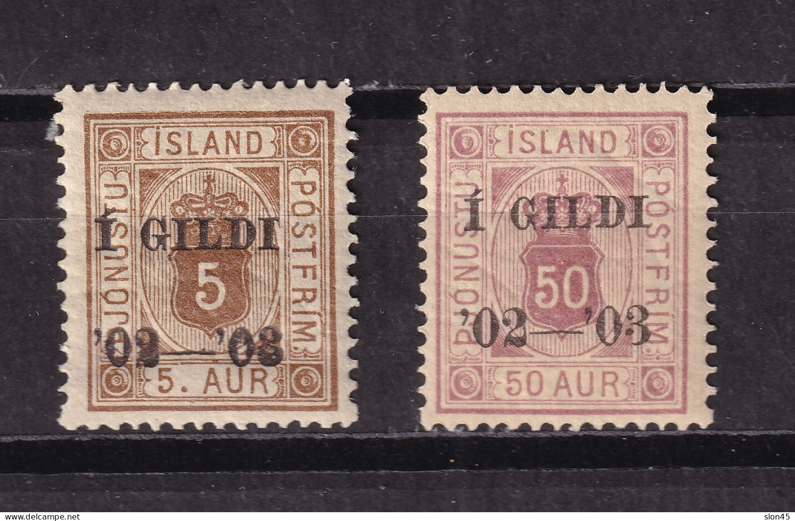 Iceland 1902 1 Gildi Overprint 5a/50a MNH Perf 14x13.5 15541 - Unused Stamps