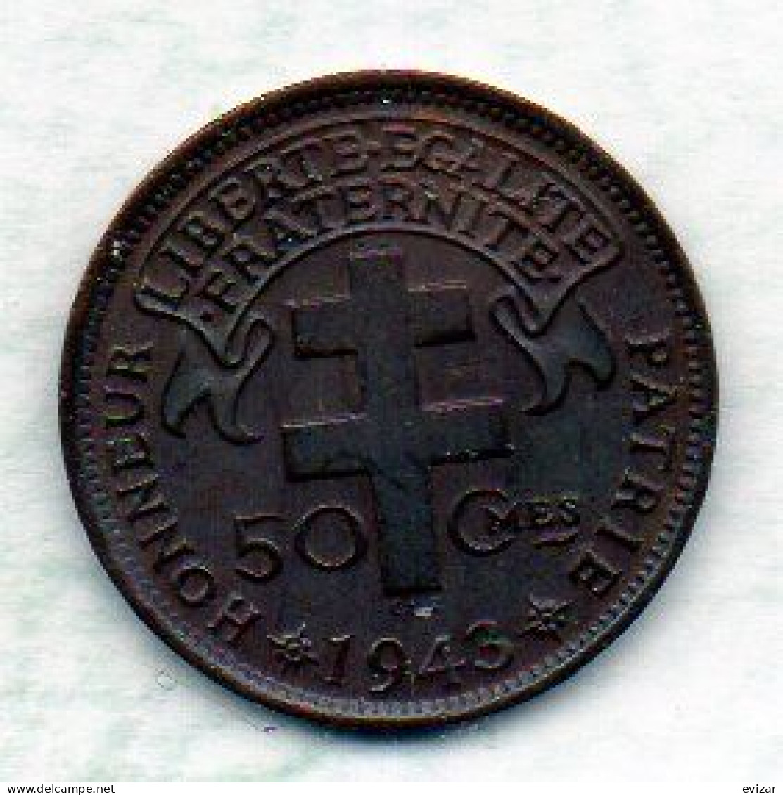 CAMEROUN, 50 Centimes, Bronze, Year 1943, KM # 4 - Kameroen