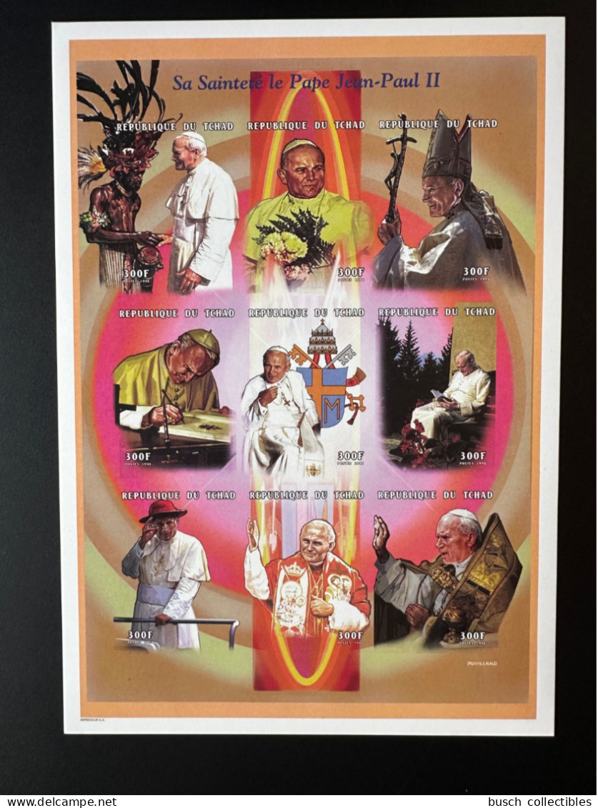 Tchad Chad 1998 Mi. 1797 - 1805 ND IMPERF M/S Kleinbogen Pape Jean-Paul II Papst Johannes Paul Pope John Paul - Chad (1960-...)