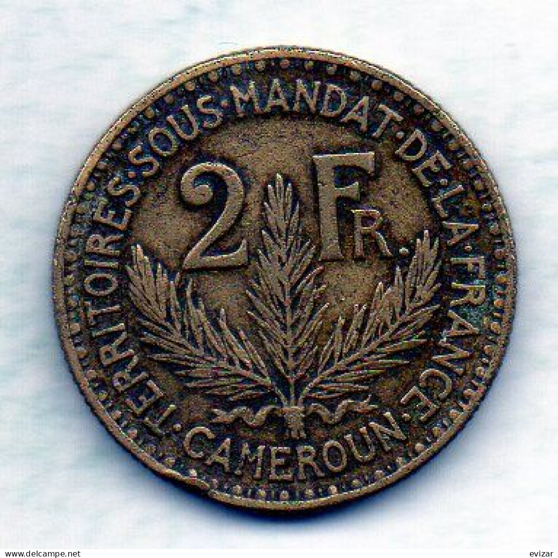 CAMEROUN, 2 Francs, Aluminum-Bronze, Year 1925, KM # 3 - Kamerun