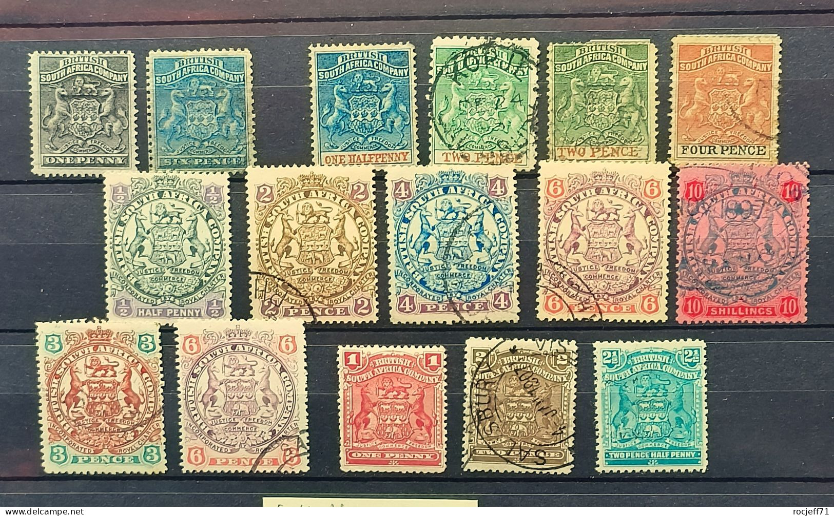 10 - 23 / British South Africa Company - Lot De Timbres Avec Le 10 Shilling N°41 - Nouvelle République (1886-1887)