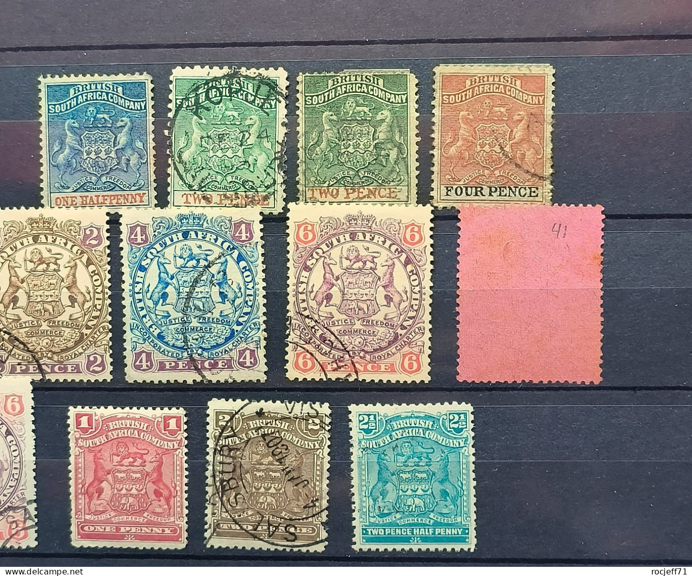 10 - 23 / British South Africa Company - Lot De Timbres Avec Le 10 Shilling N°41 - Neue Republik (1886-1887)