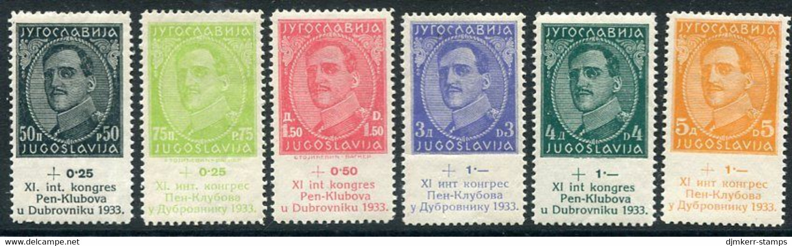 YUGOSLAVIA 1933 PEN Club Congress MNH / **.  Michel 249-54 - Nuevos