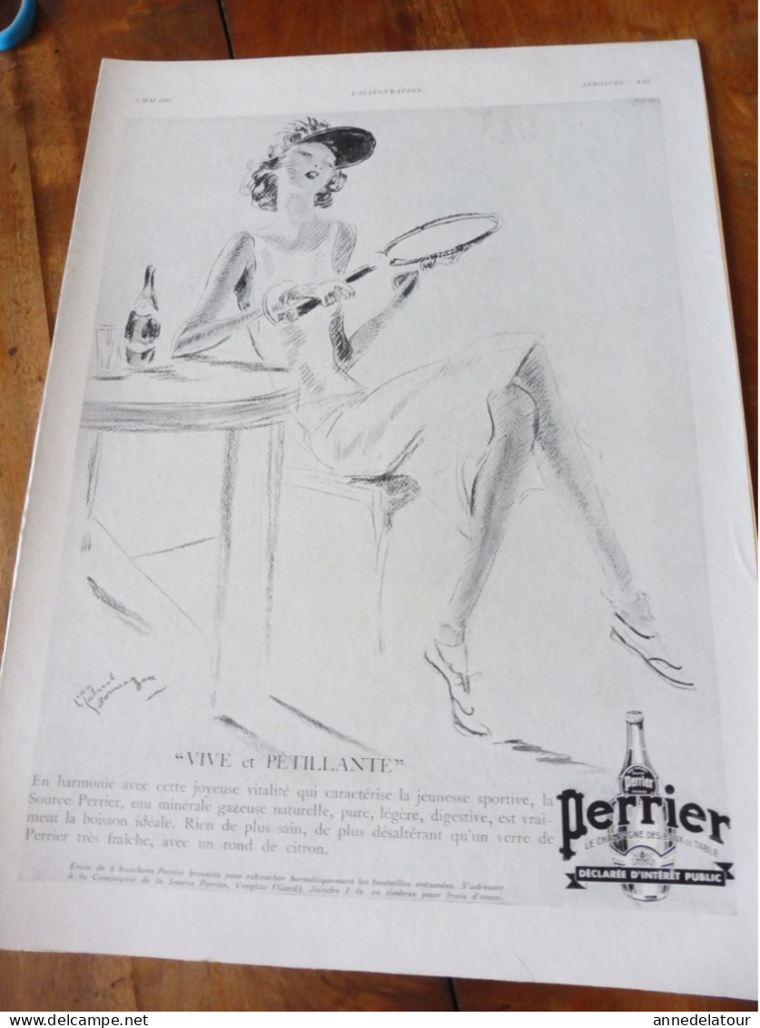 PERRIER   Affiche Publicitaire Originale De 1936   Dim. 37x 27cm -  Document Renforcé Par Un Dos En Papier Bristol - Perrier