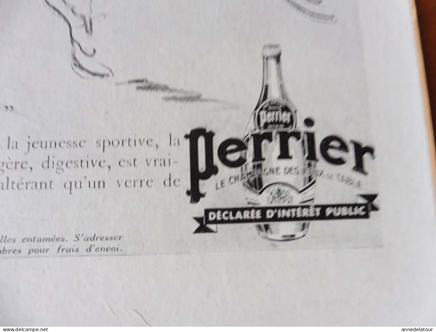 PERRIER   Affiche Publicitaire Originale De 1936   Dim. 37x 27cm -  Document Renforcé Par Un Dos En Papier Bristol - Perrier