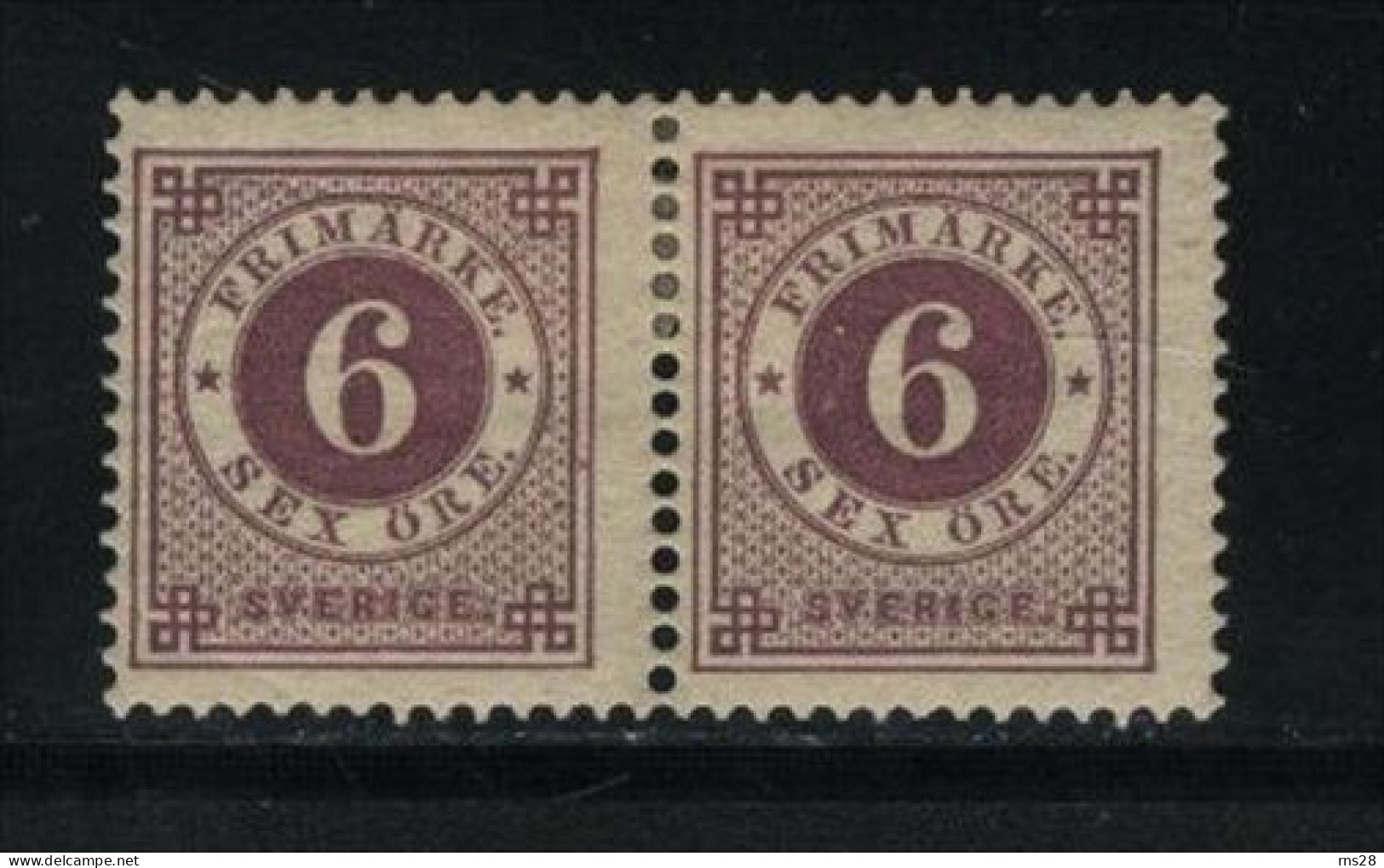 Sweden Scott # 44 Pair HINGED  Value  $  60.00 - Unused Stamps