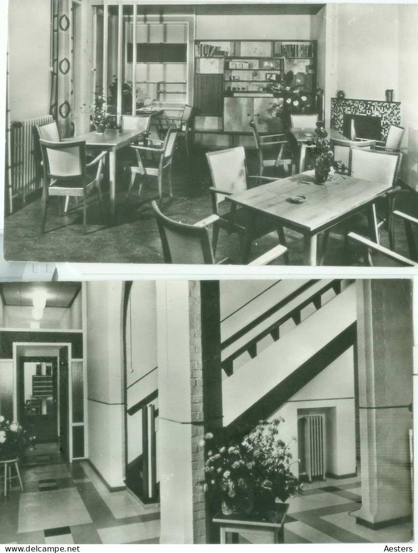 Nunspeet 1965; C.J. Van Liendenhuis, Twee Interieur Kaarten, Hal Met Trappenhuis En Leeszaal. (A. Peperkamp - Nunspeet) - Nunspeet