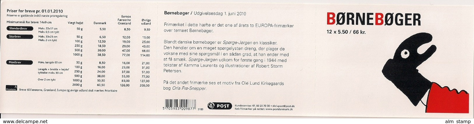 2010 Danmark Dänemark Europa  Mi. 1296 C Booklet  Mint  Gestanzt 13 1/4 :13 1/2 - 2010