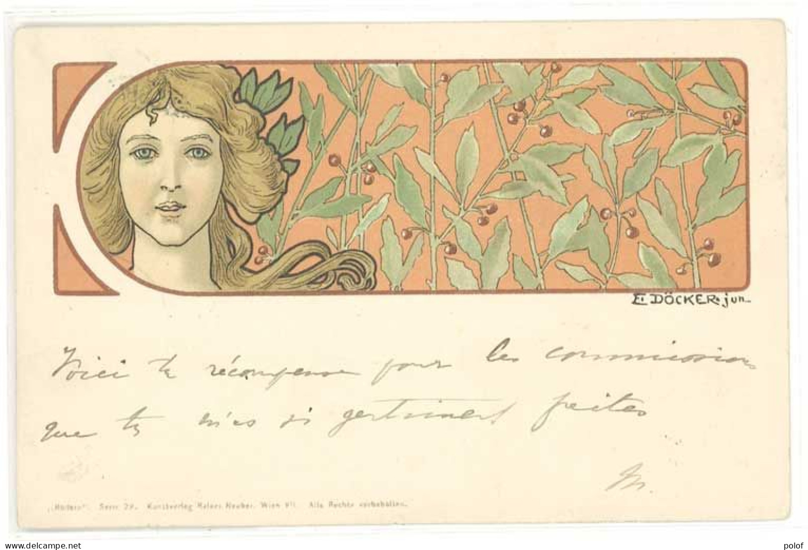 DOCKER E. - Femme Et Cerises  -  Art Nouveau -  (4) - Doecker, E.