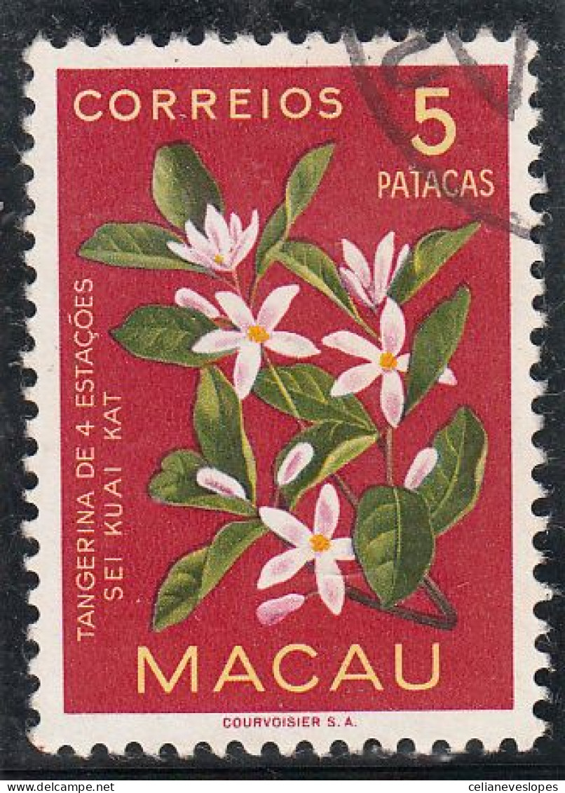 Macau, Macao, Flores De Macau, 5 P. Policromo, 1953, Mundifil Nº 383 Used - Usados