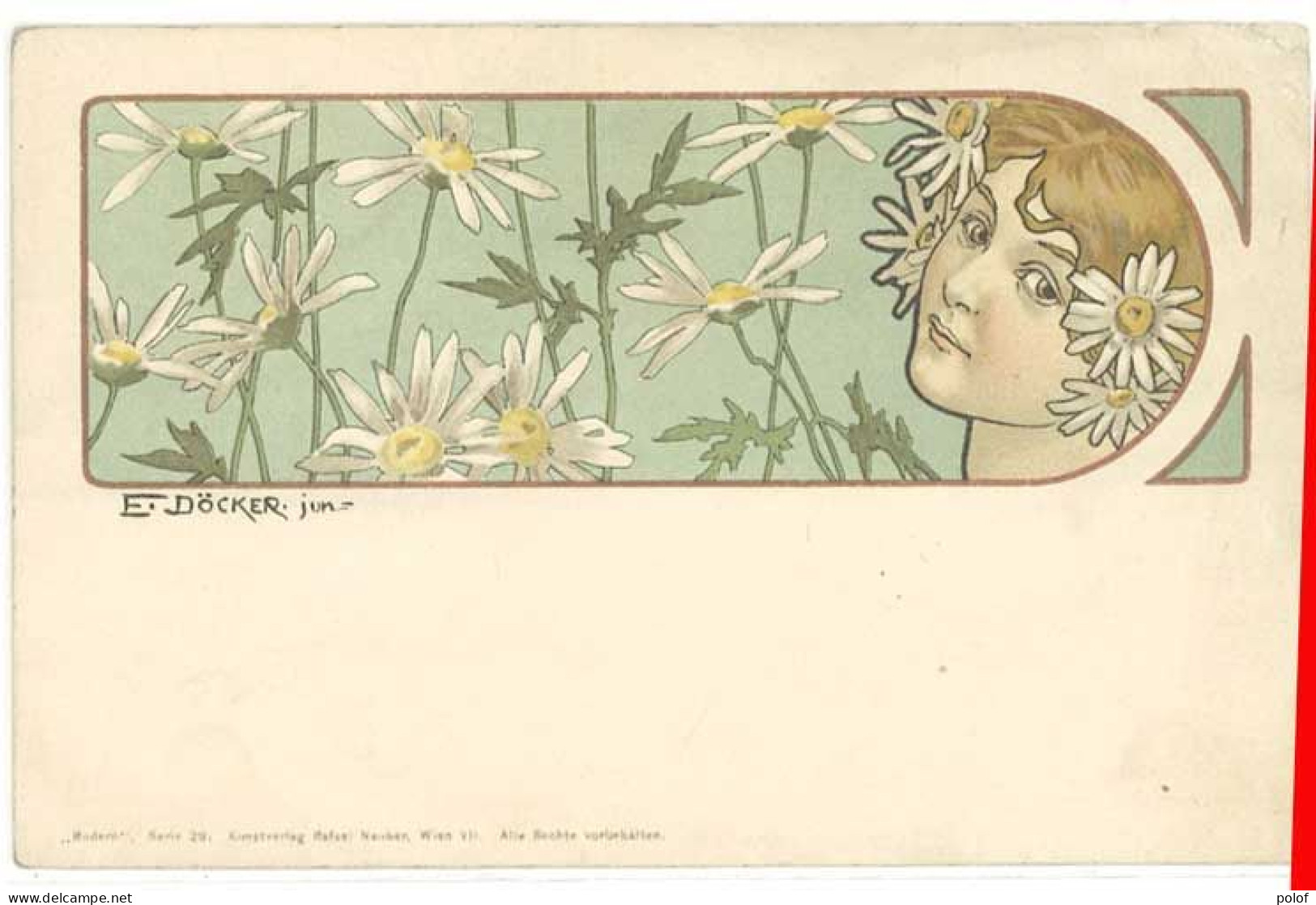 DOCKER E. - Femme Et Marguerites  -  Art Nouveau -  (5) - Doecker, E.