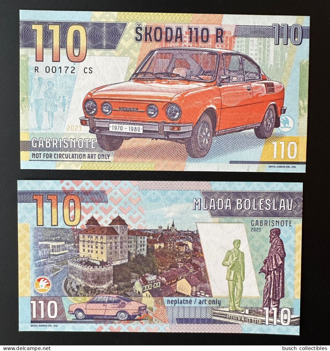 2023 Matej Gabris Skoda 110 R Car Auto Voiture Mlada Boleslav UNC SPECIMEN ESSAY Tirage Limité - Fiktive & Specimen