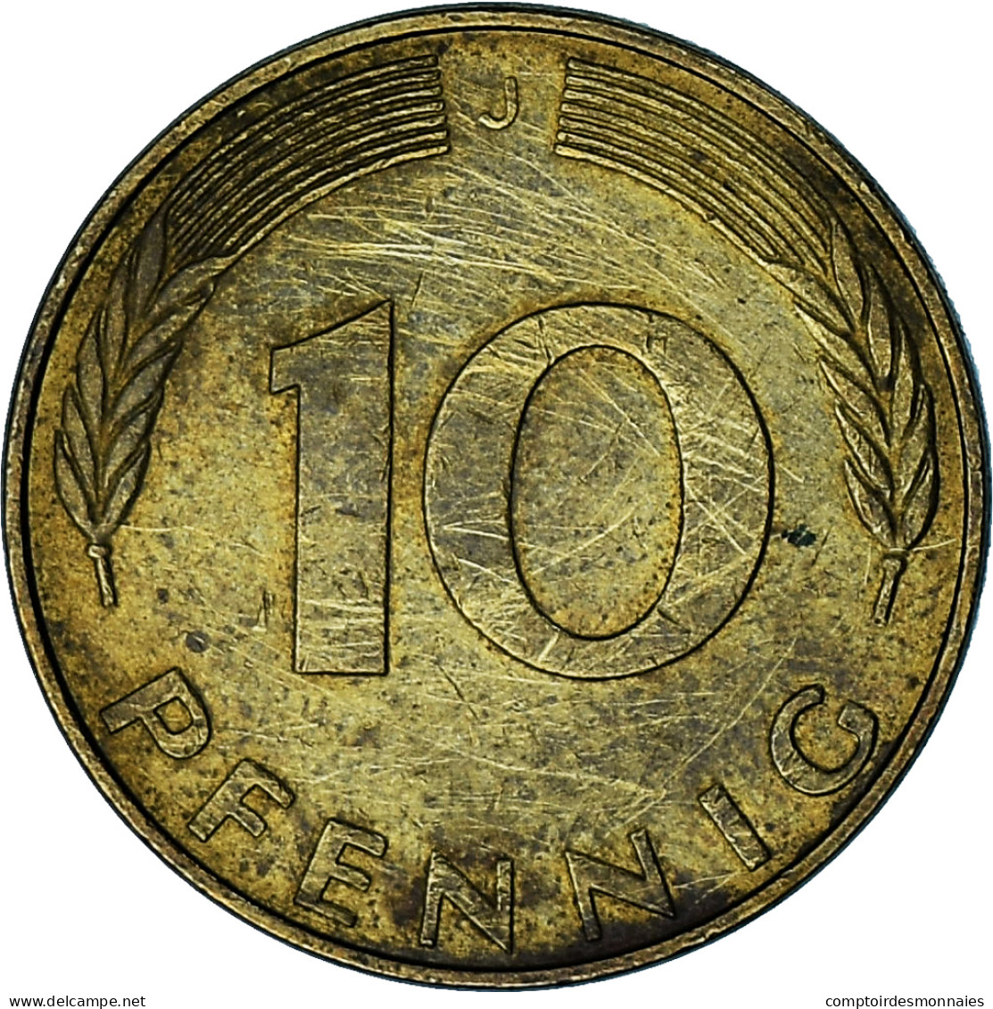 République Fédérale Allemande, 10 Pfennig, 1989, Hambourg, Brass Clad Steel - 10 Pfennig