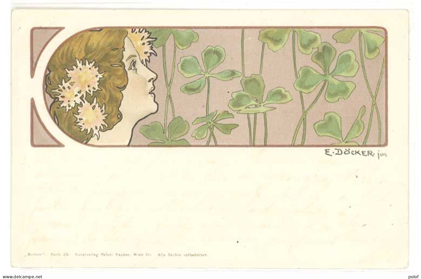 DOCKER E. - Femme Et Trèfles à 4 Feuilles  -  Art Nouveau -  (6) - Döcker, E.