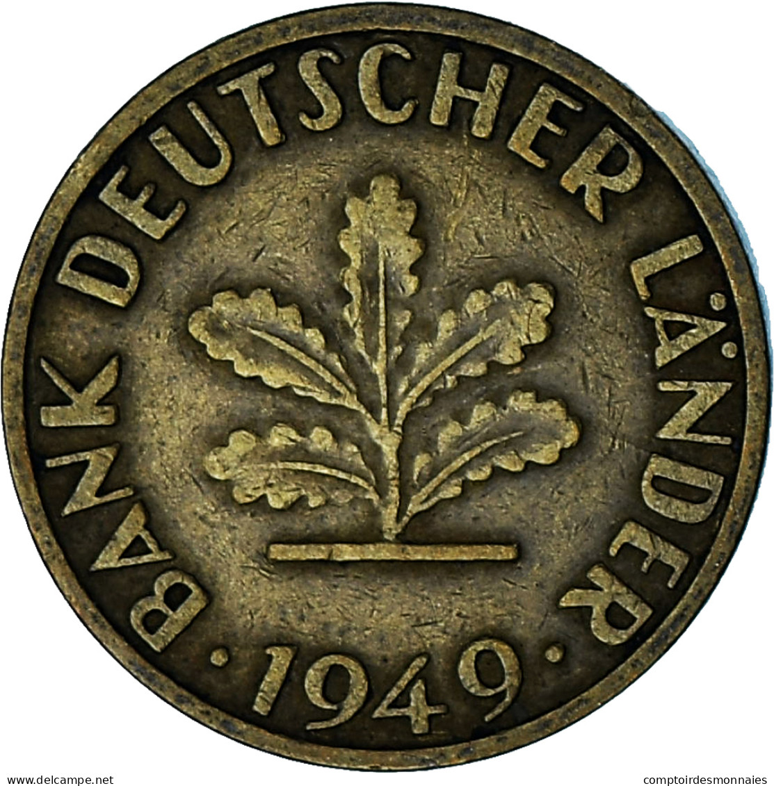 République Fédérale Allemande, 5 Pfennig, 1949, Hambourg, Brass Clad Steel - 5 Pfennig