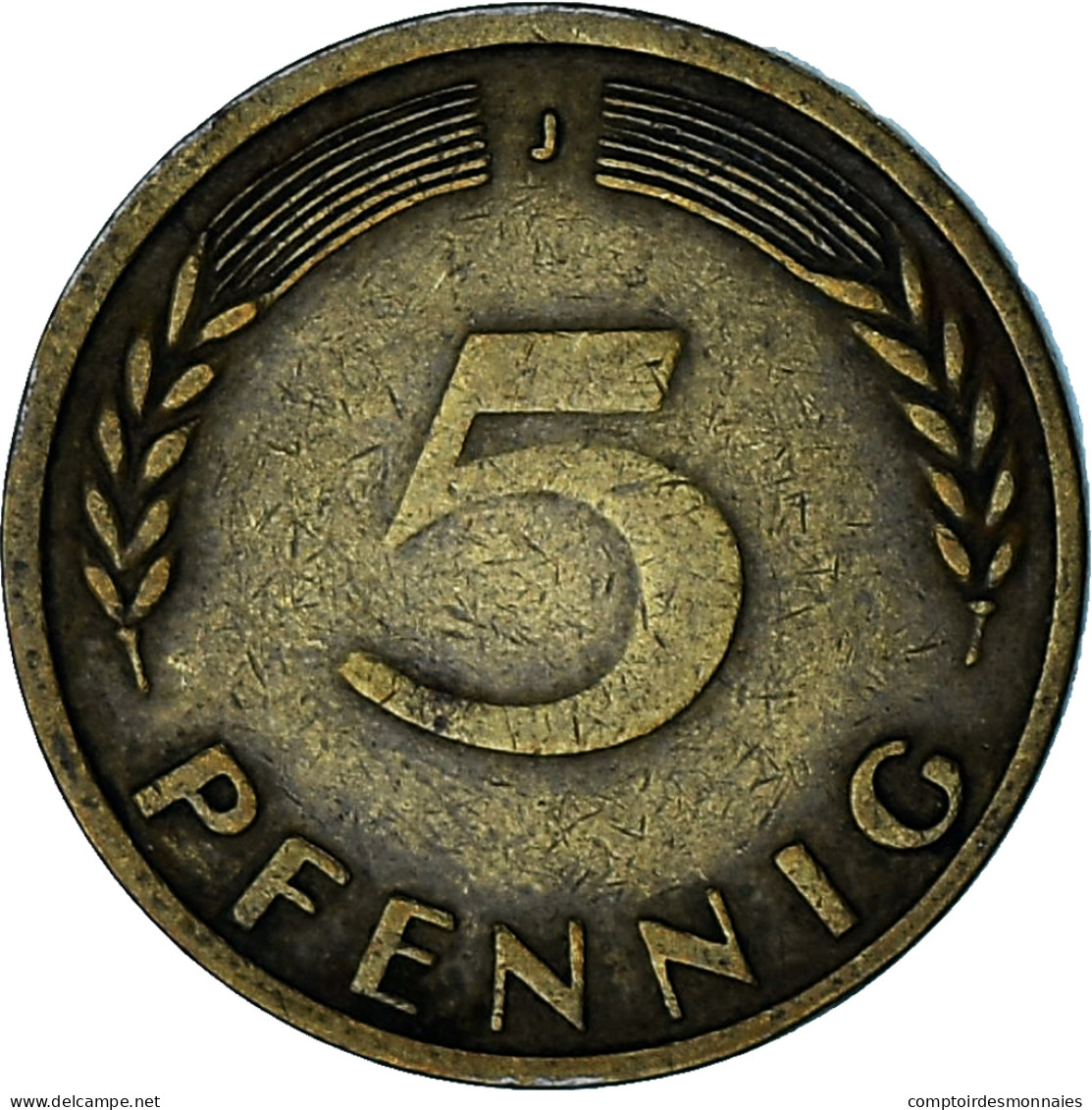 République Fédérale Allemande, 5 Pfennig, 1949, Hambourg, Brass Clad Steel - 5 Pfennig