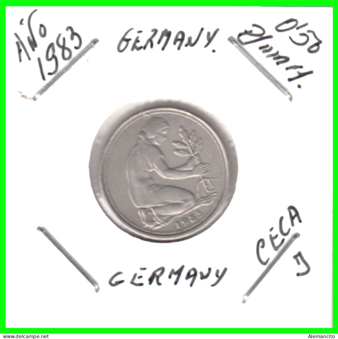 ALEMANIA -DEUTSCHLAND - GERMANY-MONEDA DE LA REPUBLICA FEDERAL DE ALEMANIA DE 50 Pfn-DEL AÑO - 1983-CECA - J - HAMBURGO - 50 Pfennig