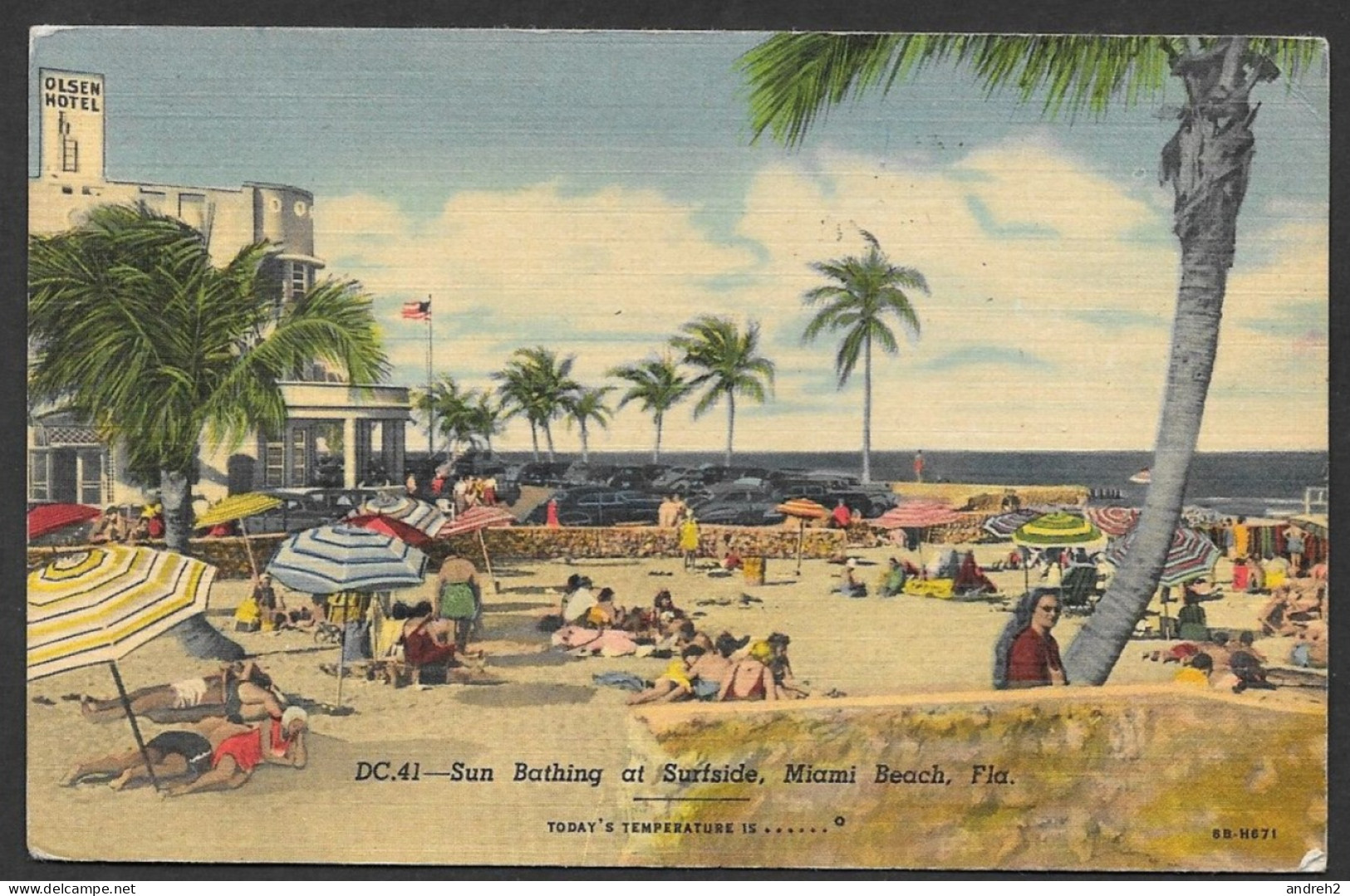 Miami Beach Florida  C.P.A. Sun Bathing At Surfside - Postmarked 1953 By Gulf Stream Card - No: 8B-H671 - Miami Beach