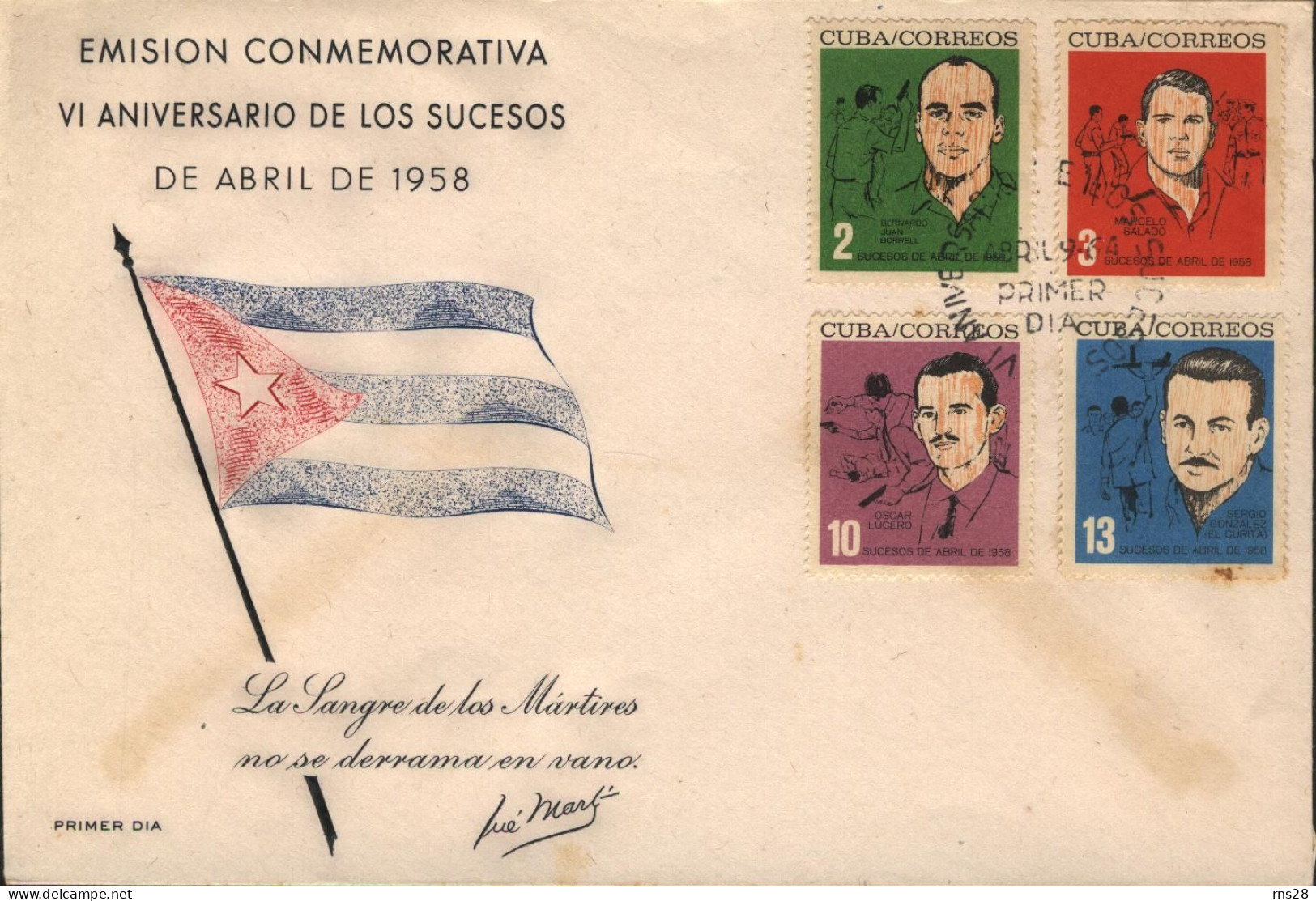 Cuba FDC Scott 821-24 General Strike - FDC