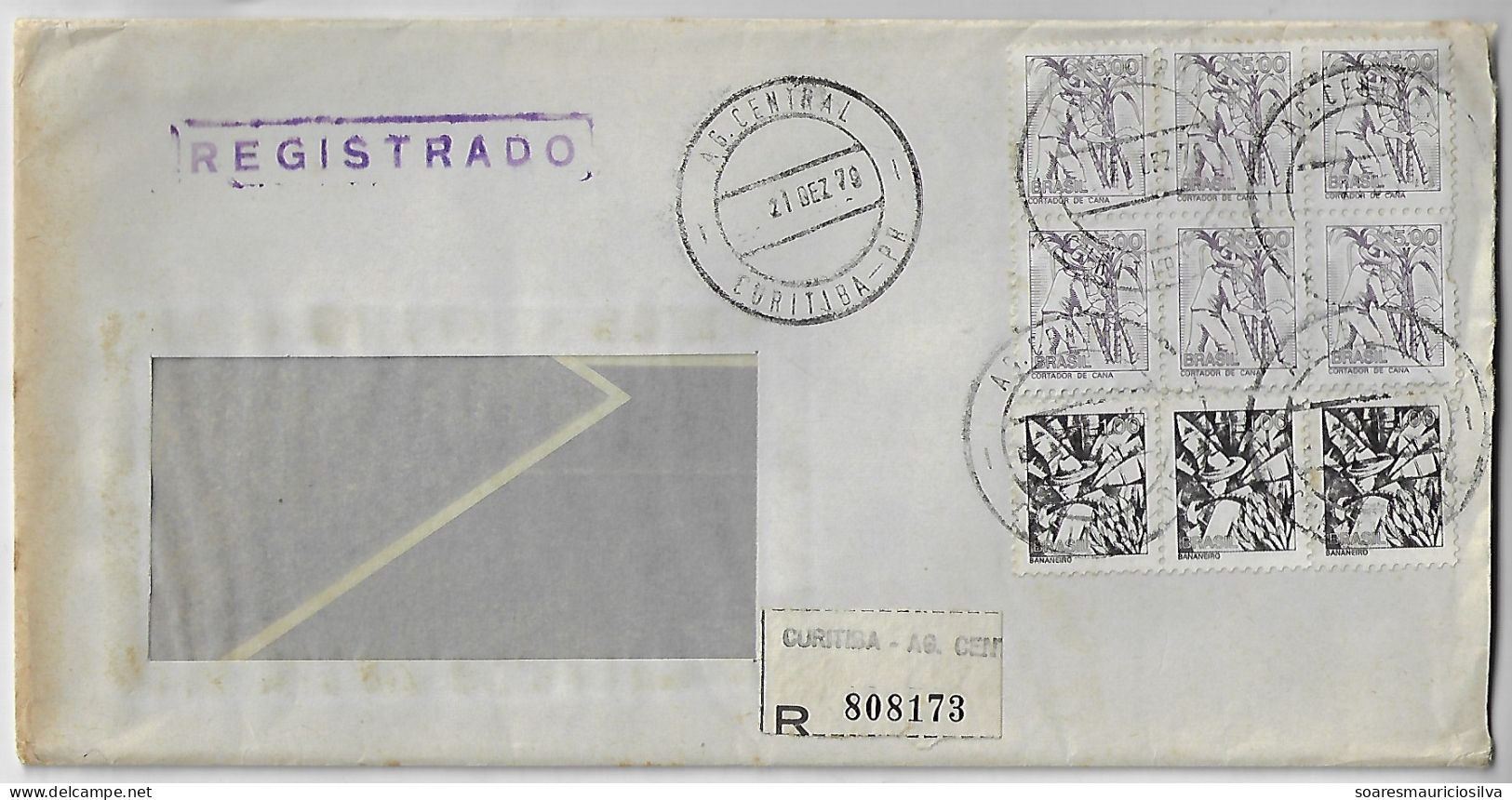 Brazil 1979 Consulate General Of Germany Registered Cover From Curitiba Definitive Stamp Sugar Cane Cutter Banana Picker - Briefe U. Dokumente