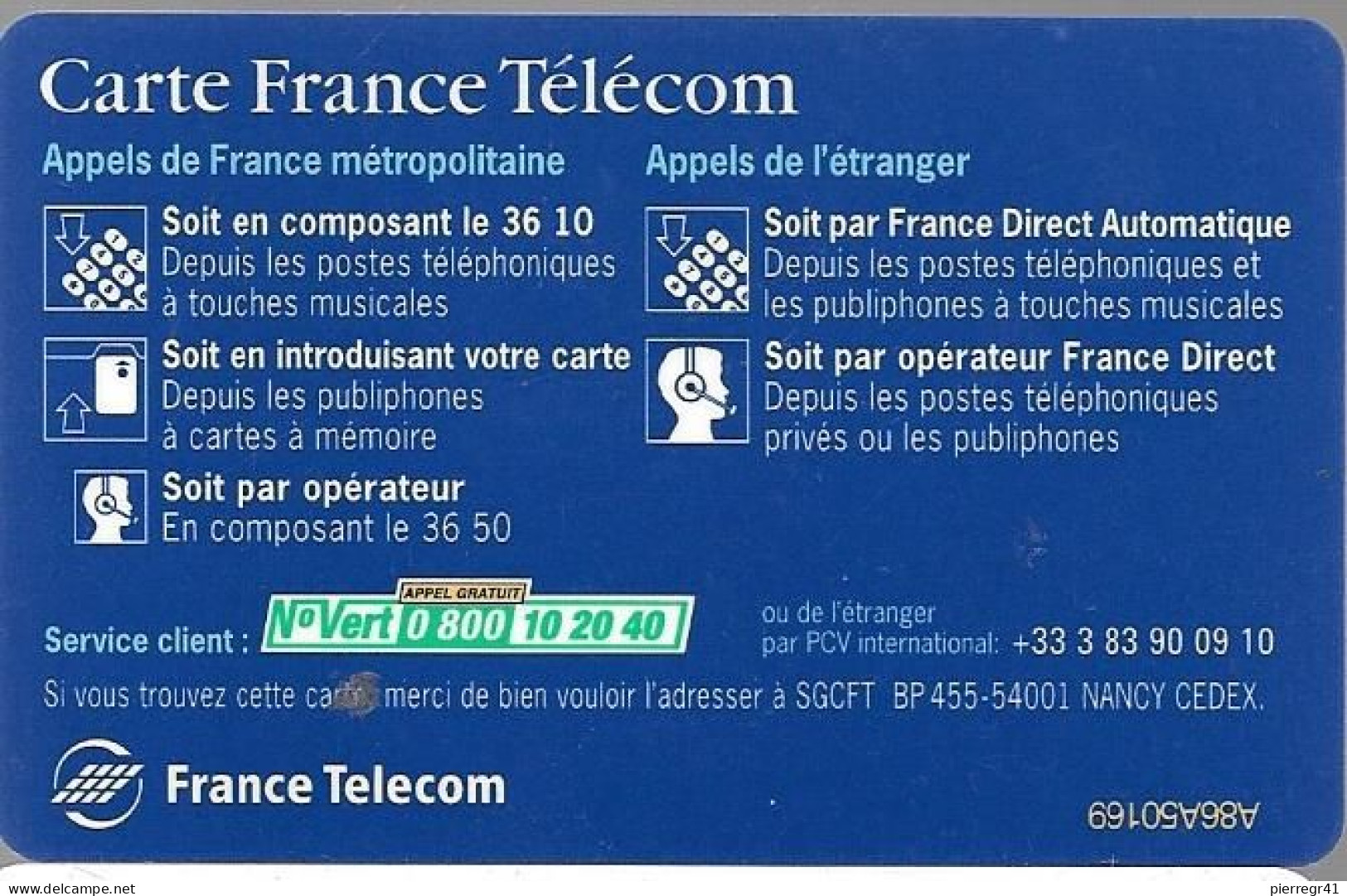 CARTE FRANCE TELECOM-PUCE SOL C-INTERNATIONALE-Exp03/2003-V°N°Vert En Bas A Gauche-TBE - Pastel Cards