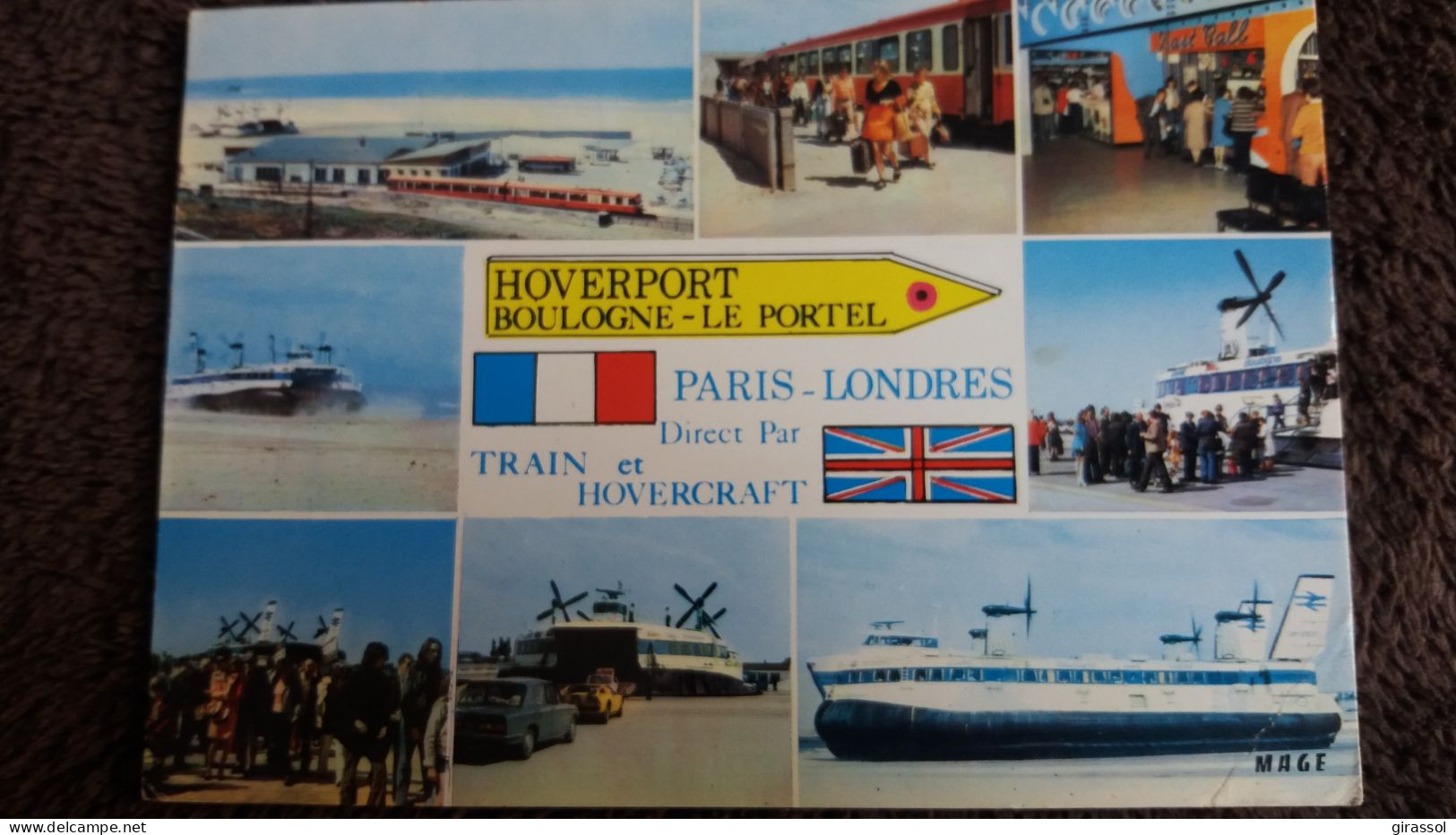 CPSM BATEAU AEROGLISSEUR HOVERCARFT HOVERPORT BOULOGNE LE PORTEL TRAIN FRANCE ANGLETERRE - Aéroglisseurs