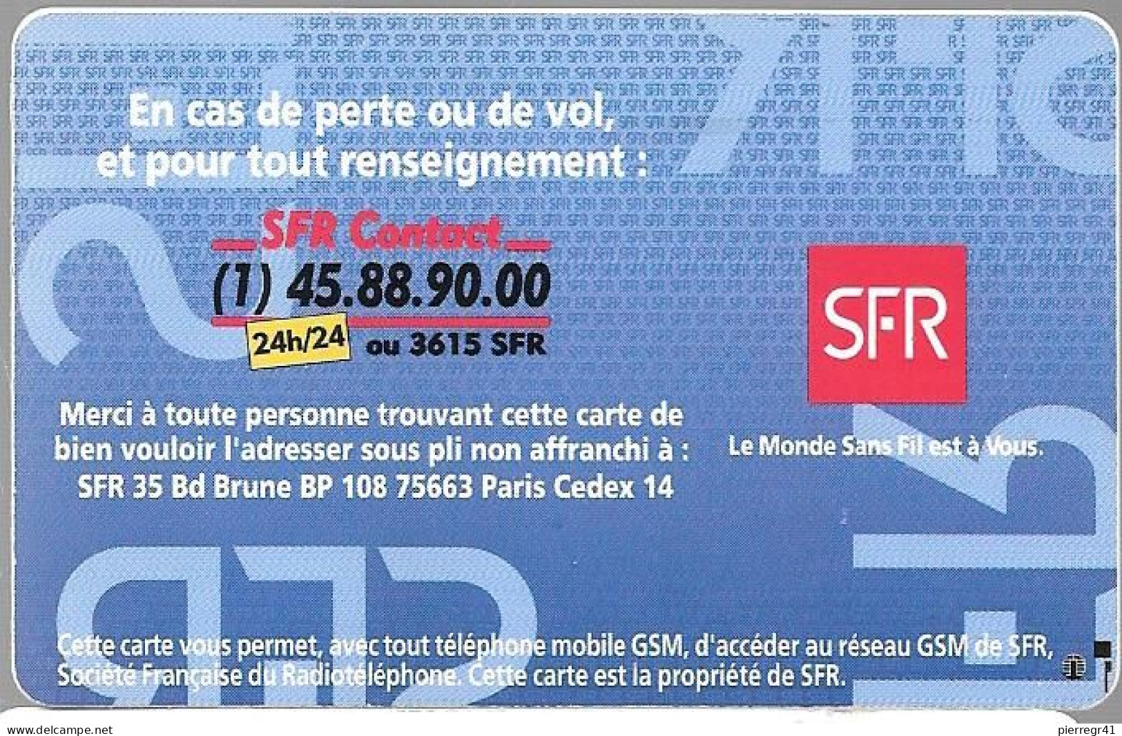 CARTE-GSM-SFR-PUCE D-SFR-SF3D-SD--V° Logo Bull-et Inovatron -TBE - Mobicartes (GSM/SIM)