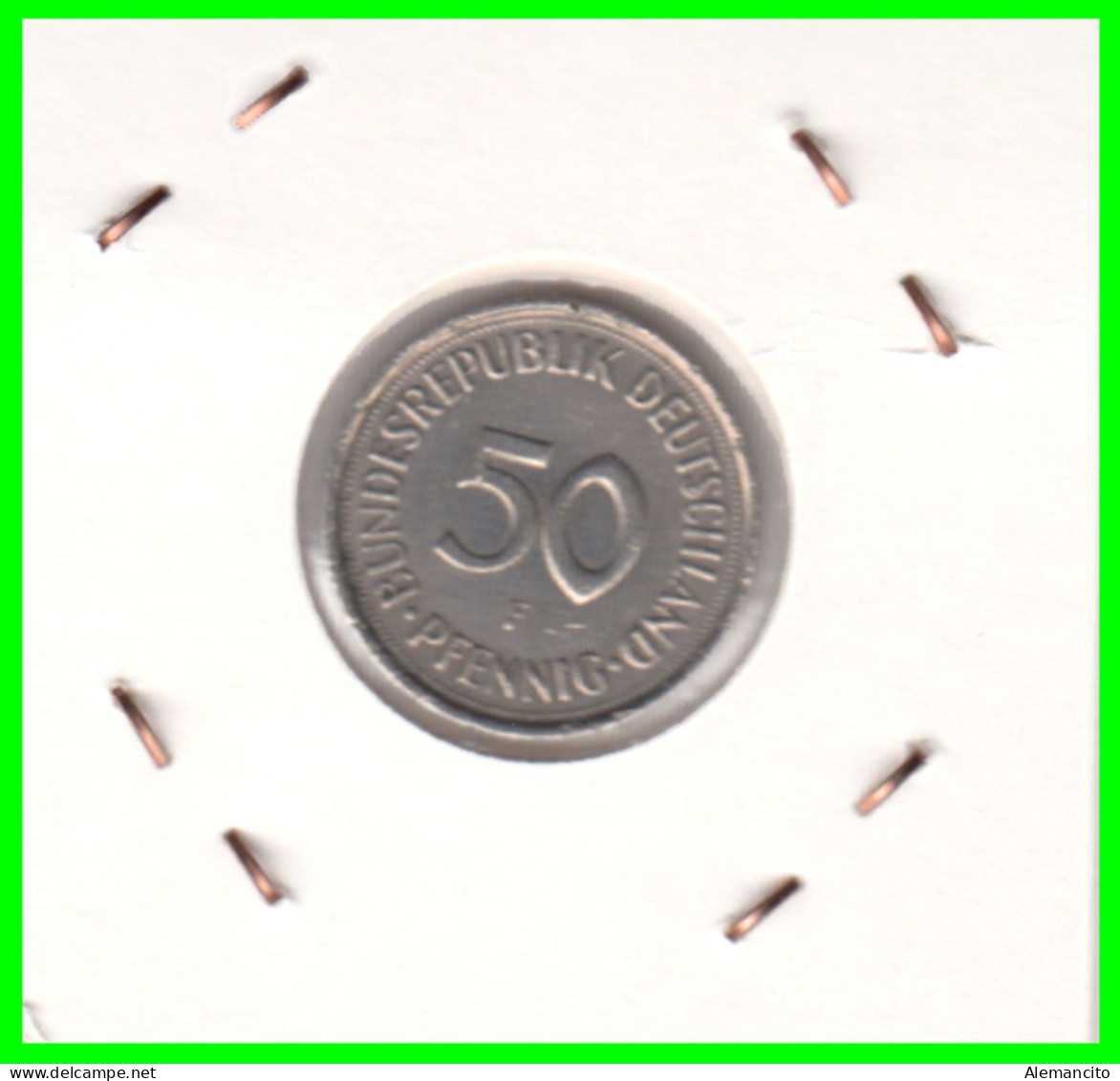 ALEMANIA - DEUTSCHLAND - GERMANY-MONEDA DE LA REPUBLICA FEDERAL DE ALEMIANIA DE 50 Pfn .DEL AÑO 1989 CECA - F -STUTTGART - 50 Pfennig