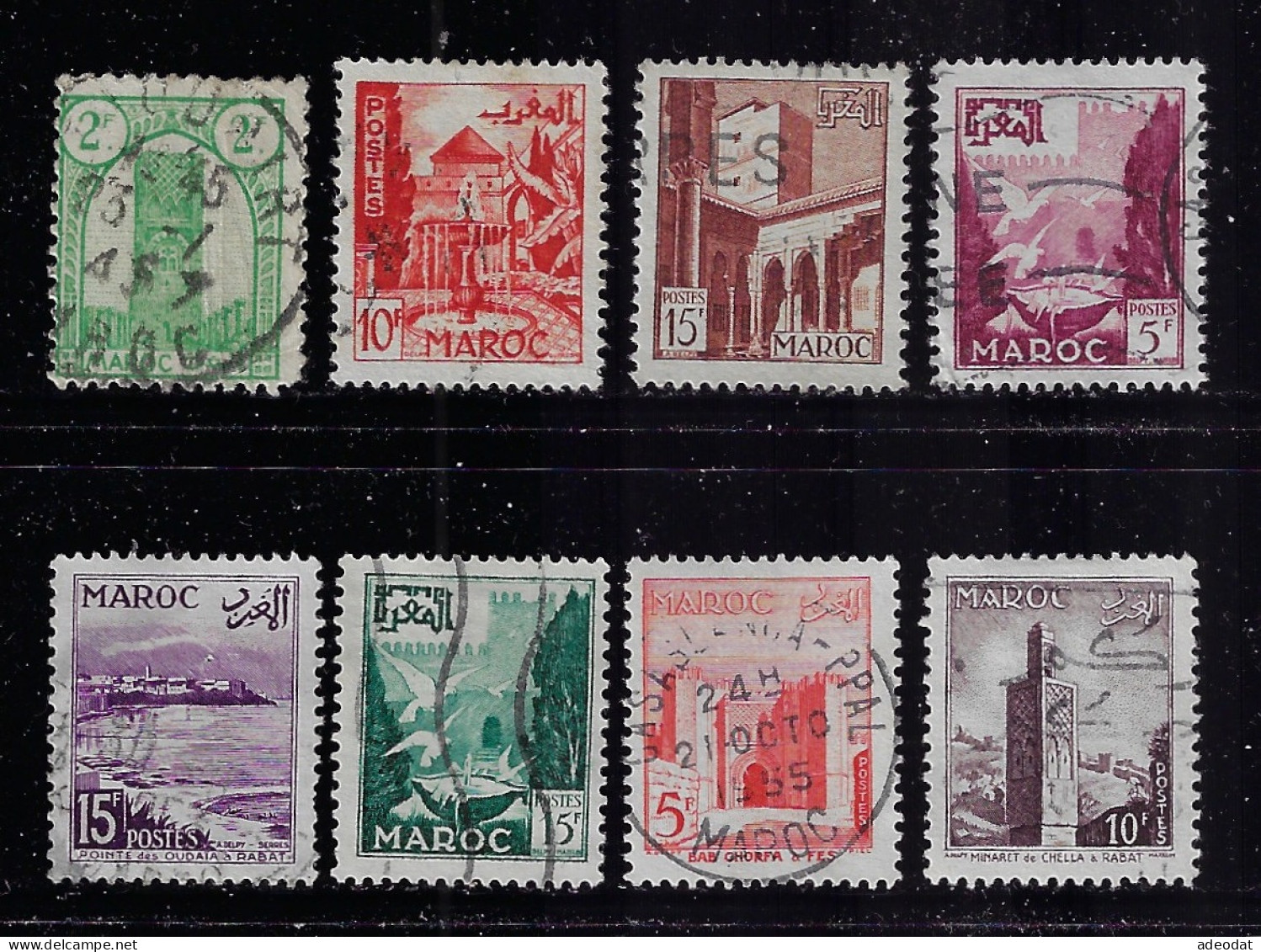 FRENCH MOROCCO 1943-1953 SCOTT 188,251,276,277,299,35,316,371 STAMPS CANCELLED - Gebraucht