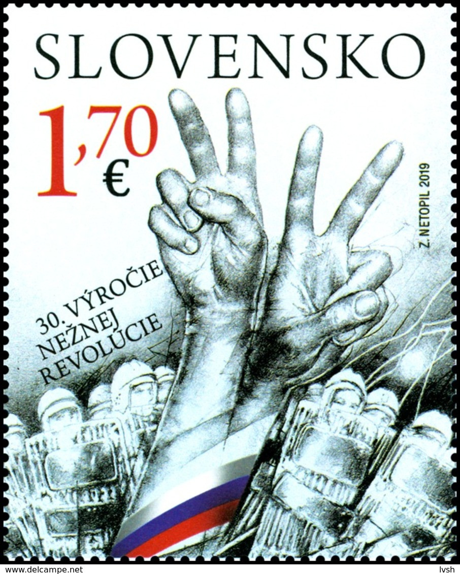 SLOVAKIA - Czech Republic.2019.Joint Issues.30th Anniversary Of Velvet Revolution. 1 V. ** . - Used Stamps