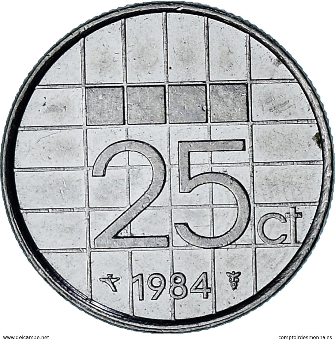 Pays-Bas, Beatrix, 25 Cents, 1984, Nickel, TTB, KM:204 - 1980-2001 : Beatrix