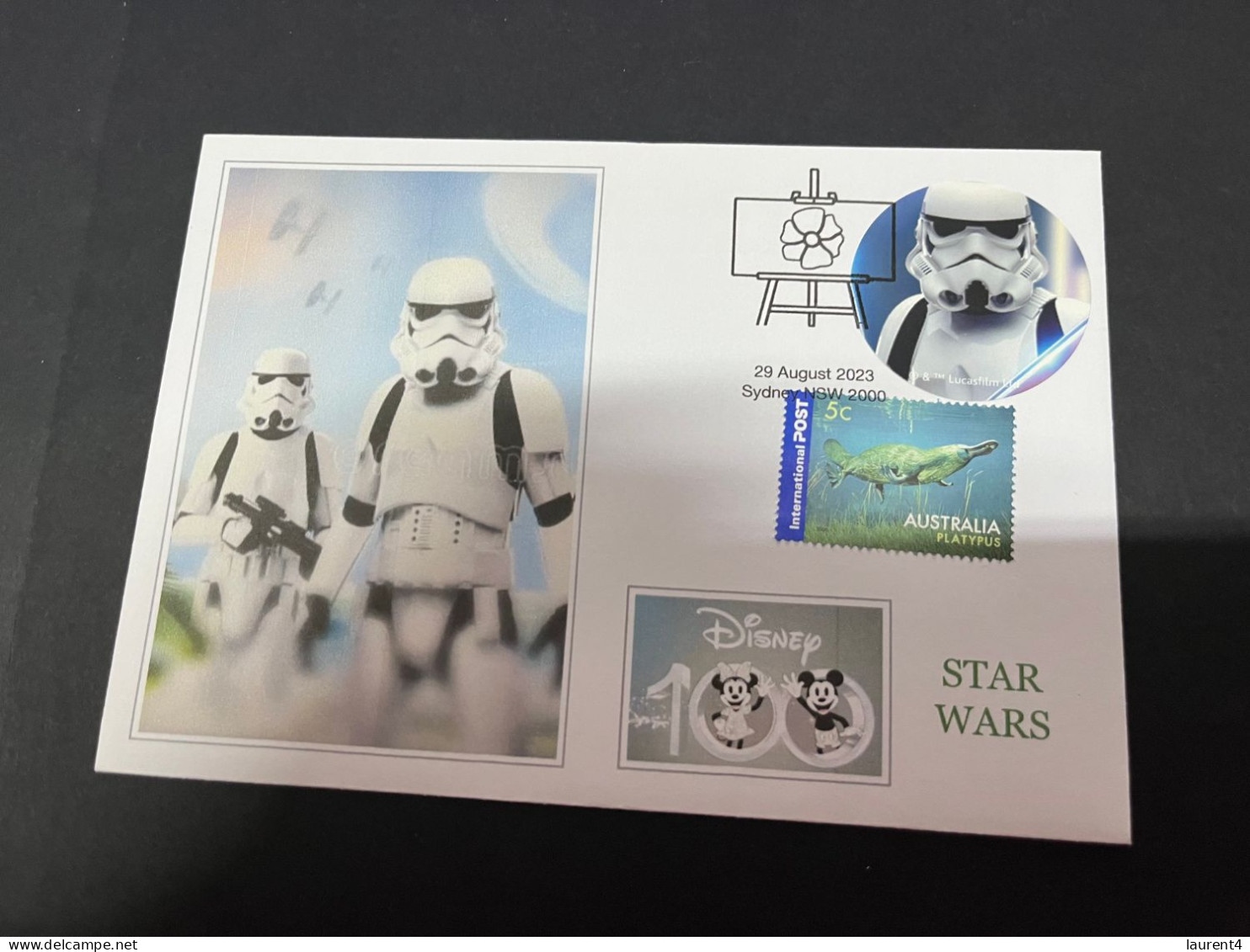 4-10-2023 (3 U 17) Australia - 2023 - Star War Sticker On Cover - Disney Centenary 29-8-2023 (from Stamp Pack) - Covers & Documents
