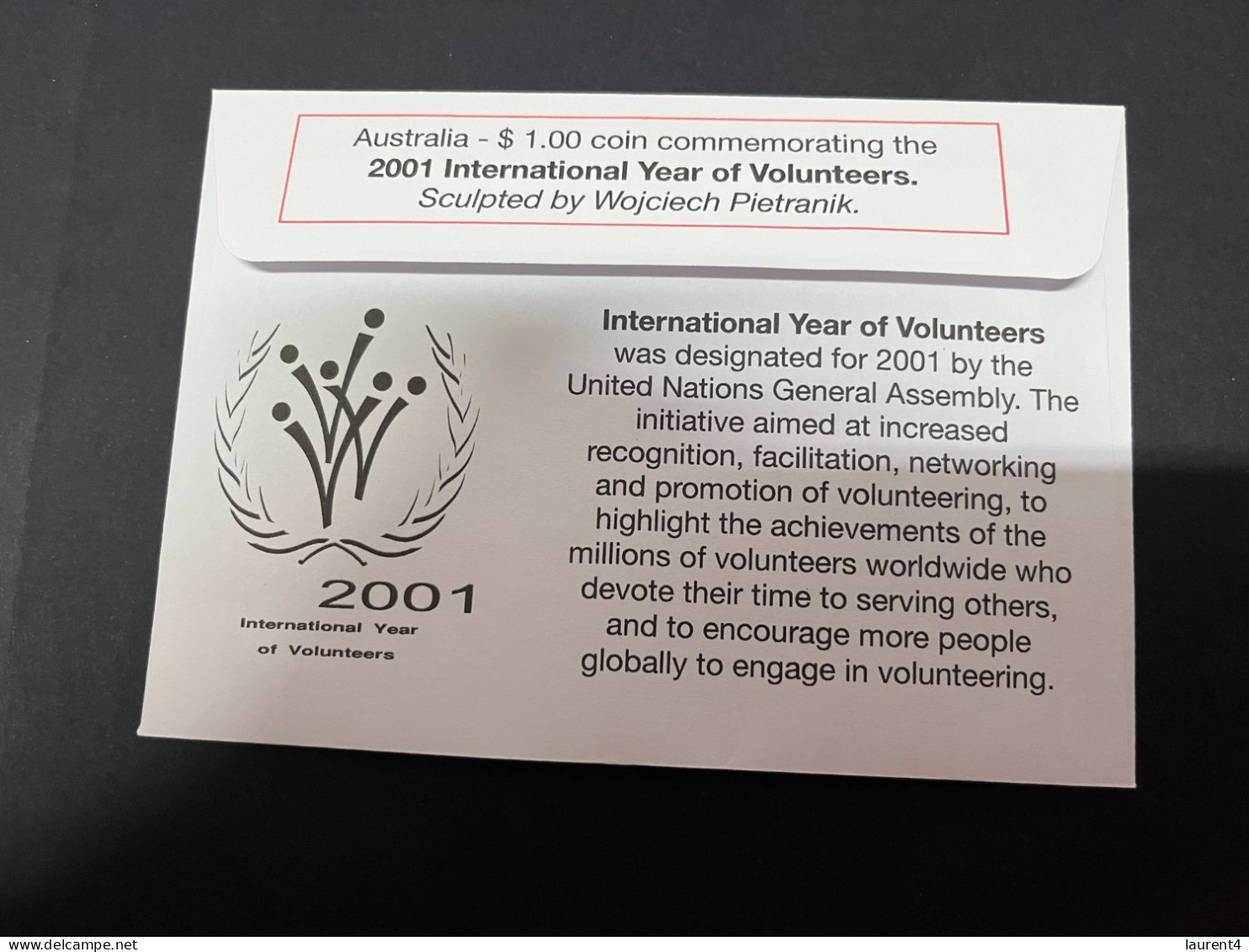 4-10-2023 (3 U 17) Australia - Cover With Stamp + $ 1.00 COIN Celebrating 10th Anni. Of International Volunteer Year - Dollar