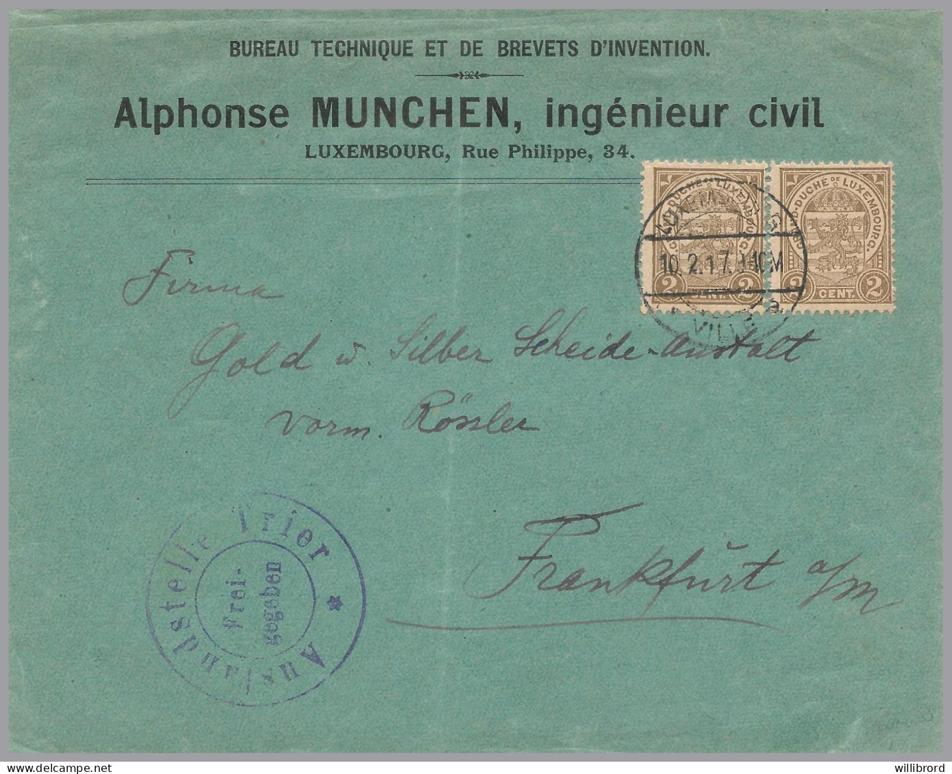 LUXEMBOURG ALPHONSE MUNCHEN Born In Diekirch - Renowned Engineer - Mayor Of Lux-Ville 1904-1915 - 1907-24 Ecusson