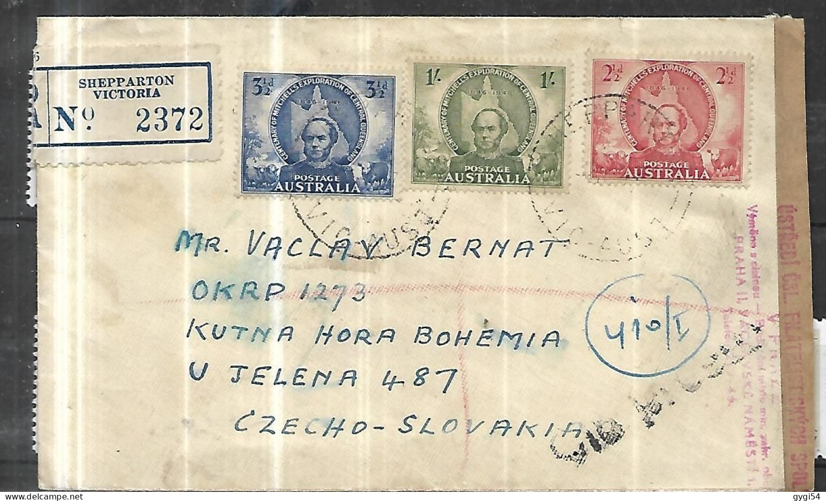 AUSTRALIE Lettre Recommandée 1947 De Victoria Pour Jelena ( Tchecoslovaquie ) - Brieven En Documenten