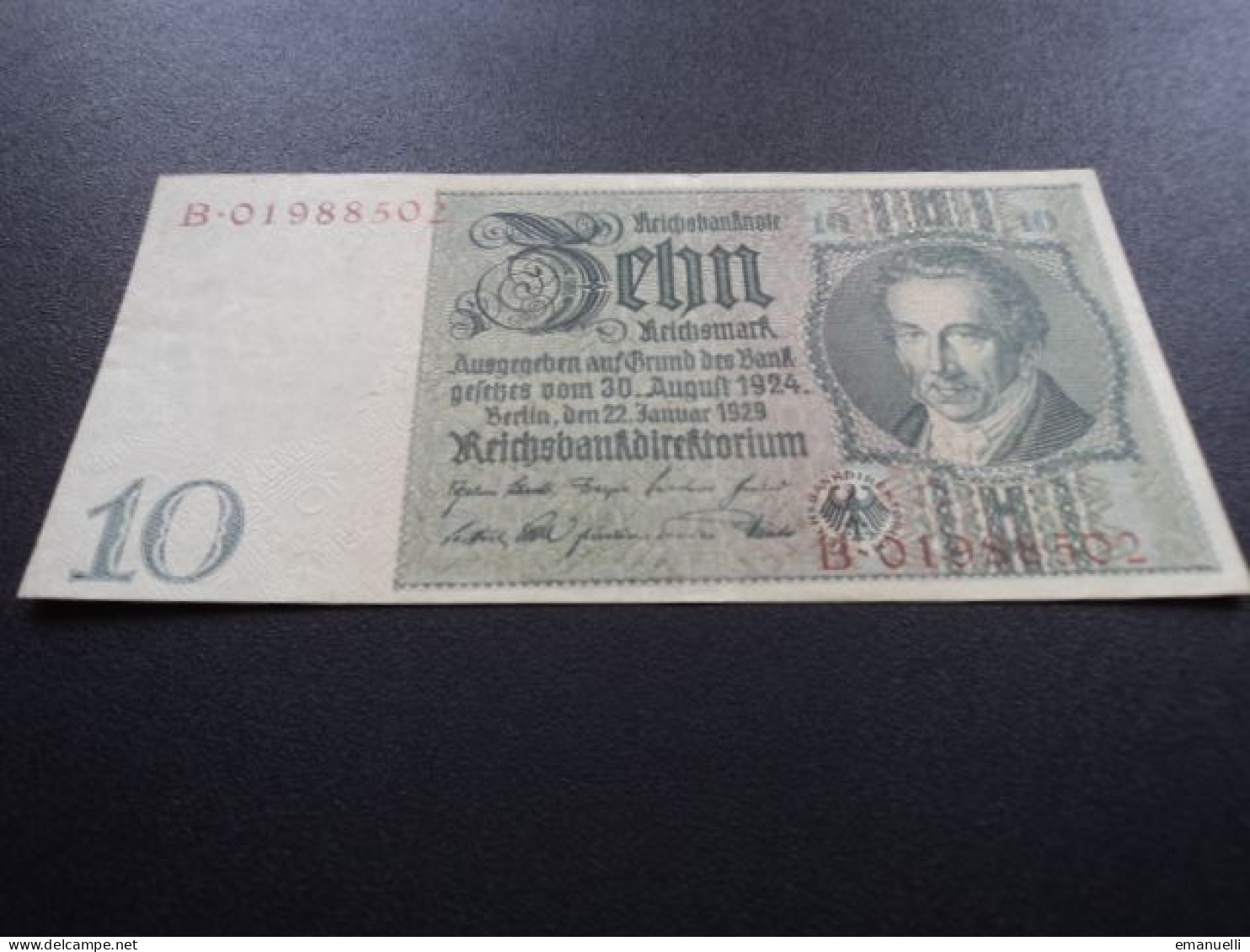 ALLEMAGNE : 10 REICHSMARK   22.1.1929 (1945)    C.A. 173c, *  / P 180b     SUP - 10 Reichsmark