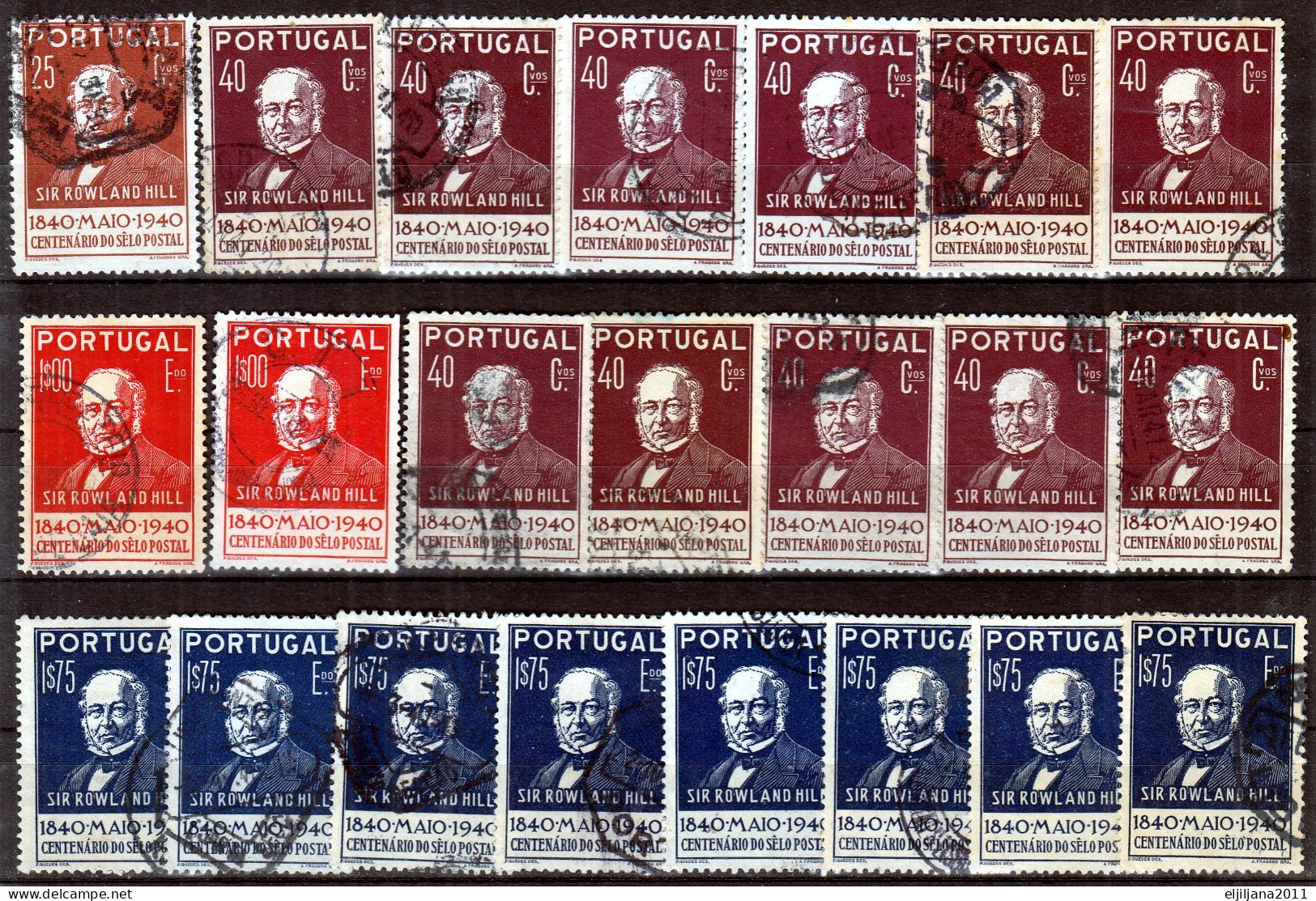 Action !! SALE !! 50 % OFF !! ⁕ Portugal 1940 ⁕ Sir Rowland Hill / 100 Years Of Postage Stamps ⁕ 22v Used - Oblitérés