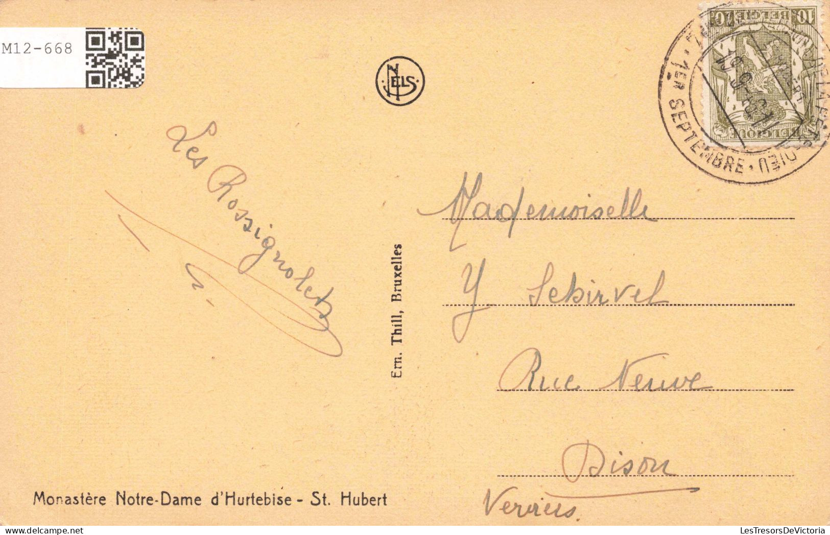 BELGIQUE - St Hubert - Monastère, Notre Dame D'Hurtebise - Carte Postale Ancienne - Saint-Hubert