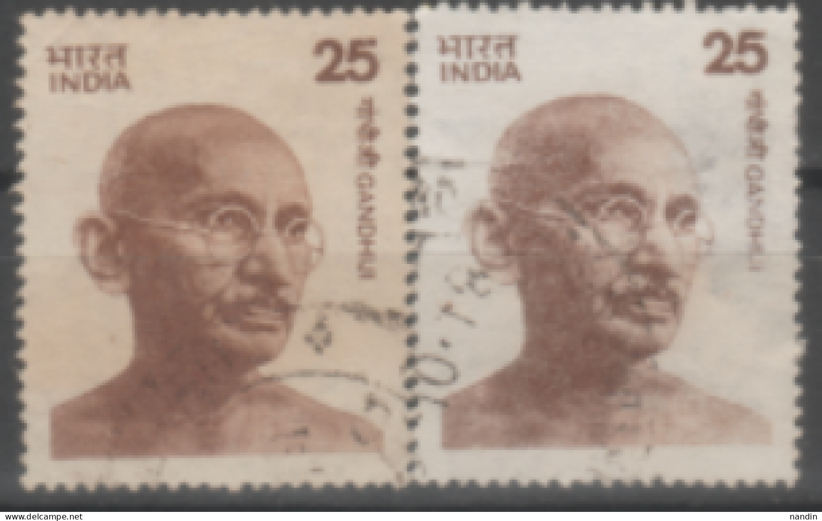 INDIA USED STAMP IN TWO DIFFERENT SHADES ON  MOHANDAS KARAMCHAND GANDHI,FATHER OF THE NATION - Collections, Lots & Séries