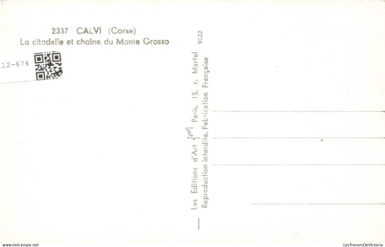 FRANCE - Calvi (Corse) - La Citadelle Et Chaîne Du Monte Grosso - Carte Postale Ancienne - Sonstige & Ohne Zuordnung