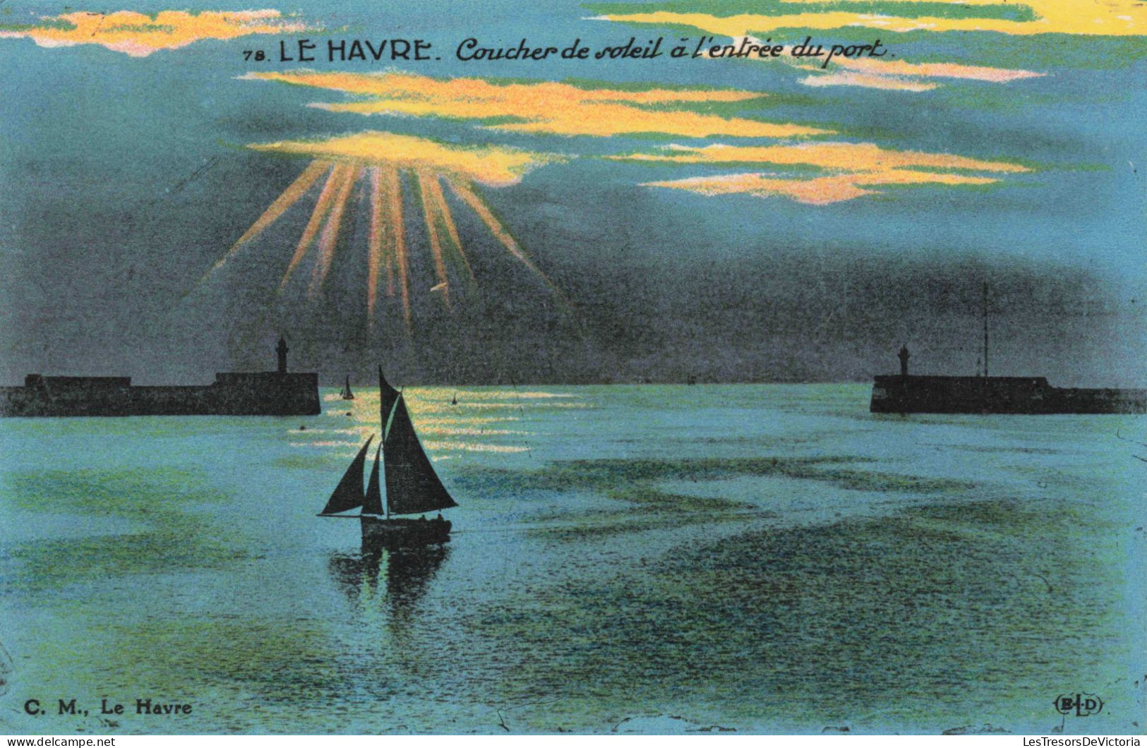 FRANCE - Le Havre - Coucher De Soleil à L'entrée Du Port - Colorisé - Carte Postale Ancienne - Hafen