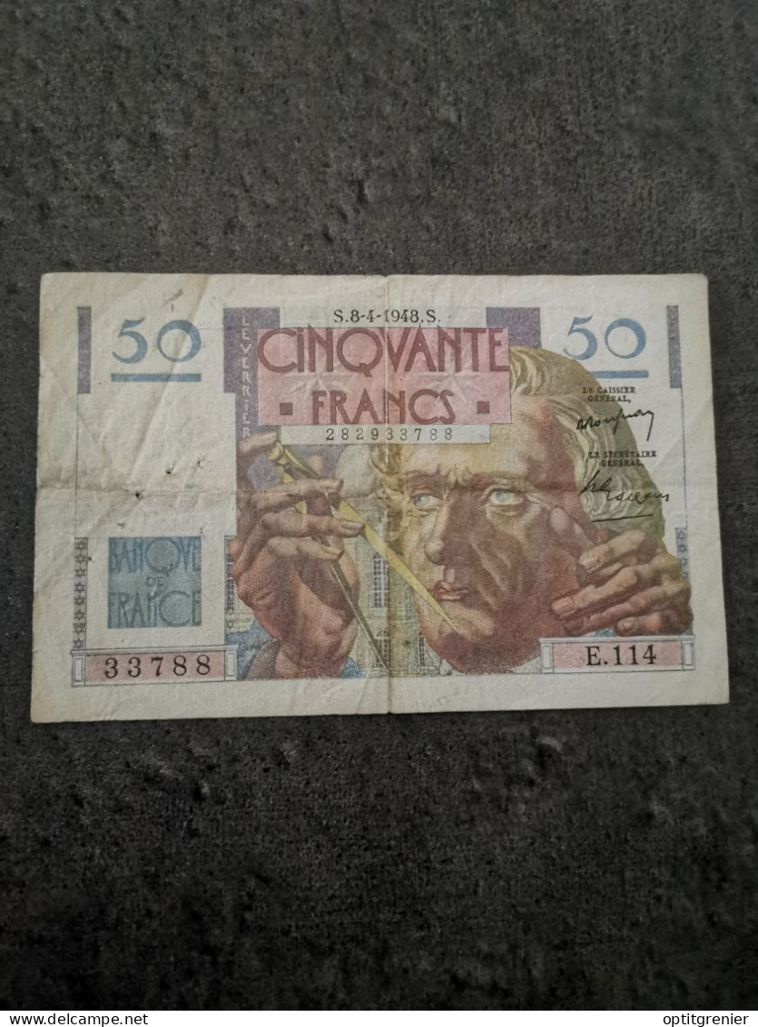 BILLET 50 FRANCS LE VERRIER TYPE 1946 / Date 8 4 1948  E114 / FRANCE BANKNOTE - 50 F 1946-1951 ''Le Verrier''