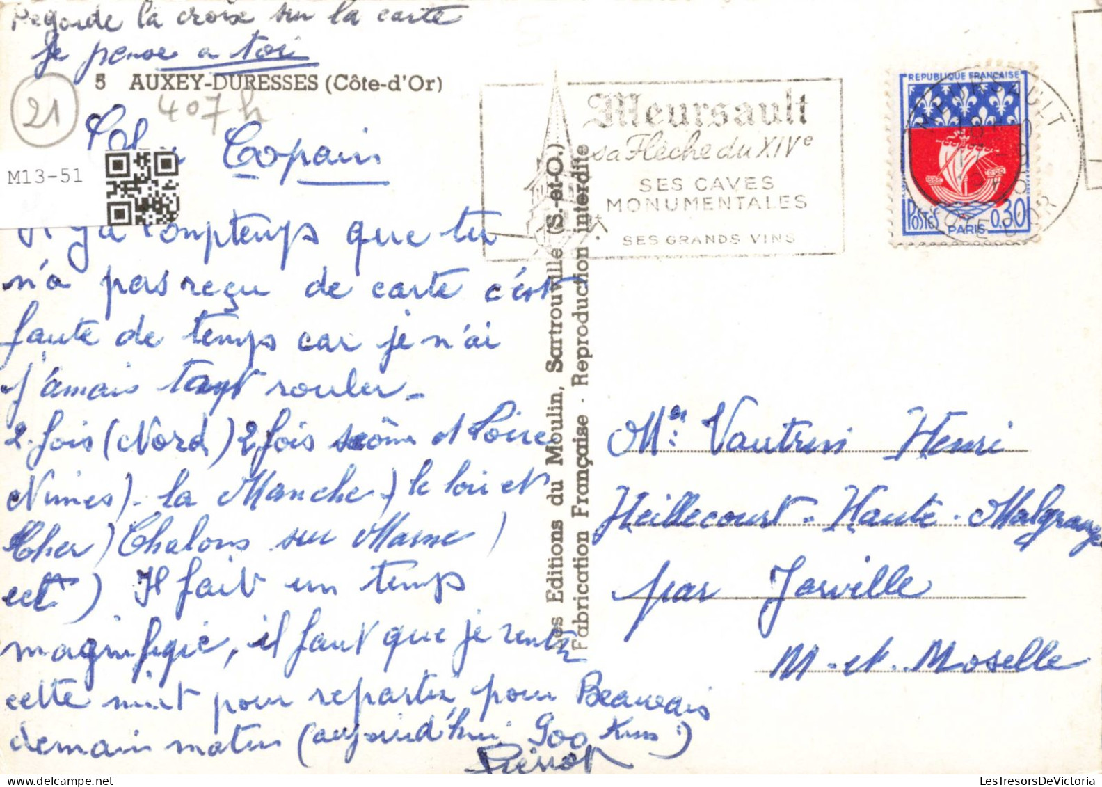 FRANCE - Côte D'or - Auxey Duresses - Carte Postale Ancienne - Other & Unclassified