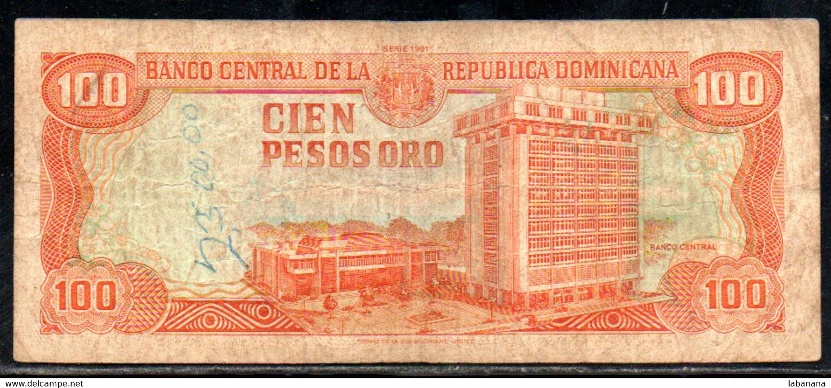 659-Dominicaine 100 Pesos Oro 1991 B292L - Dominicaanse Republiek