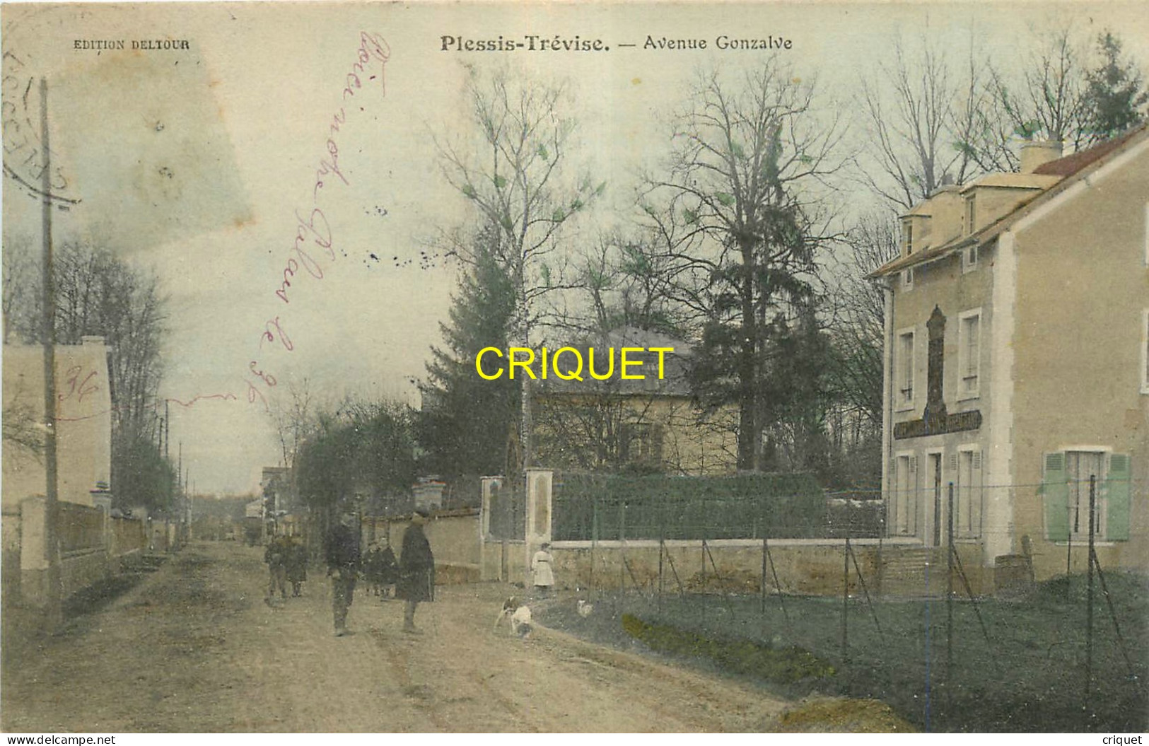 94 Le Plessis-Trevise, Avenue Gonzalve, Maison Indiquée ..., Carte Colorisée, Verso Taxé - Le Plessis Trevise