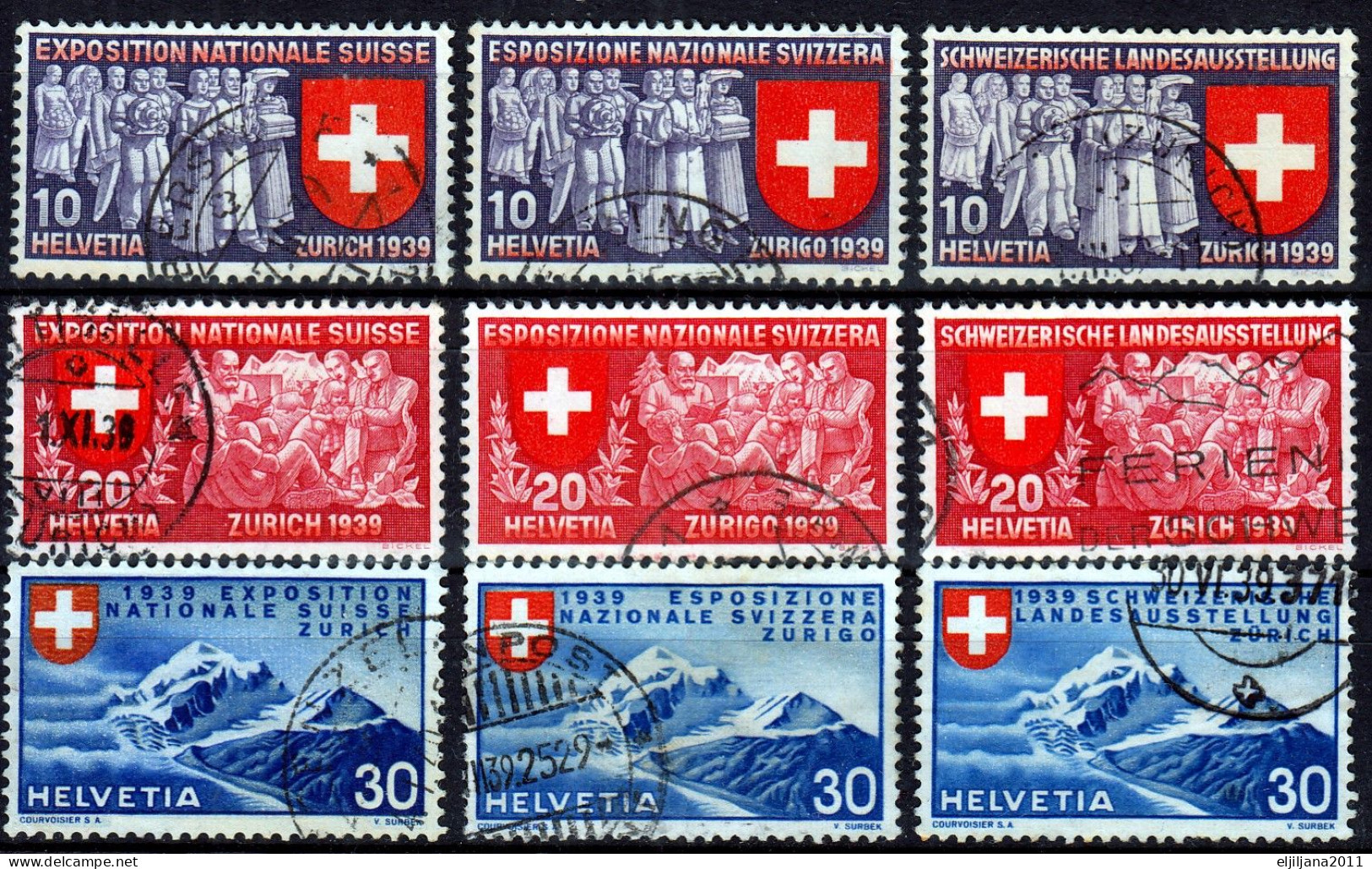 Action !! SALE !! 50 % OFF !! ⁕ Switzerland 1939 ⁕ National Exhibition Mi.335/43 German,French,Italian ⁕ 9v Used - Oblitérés