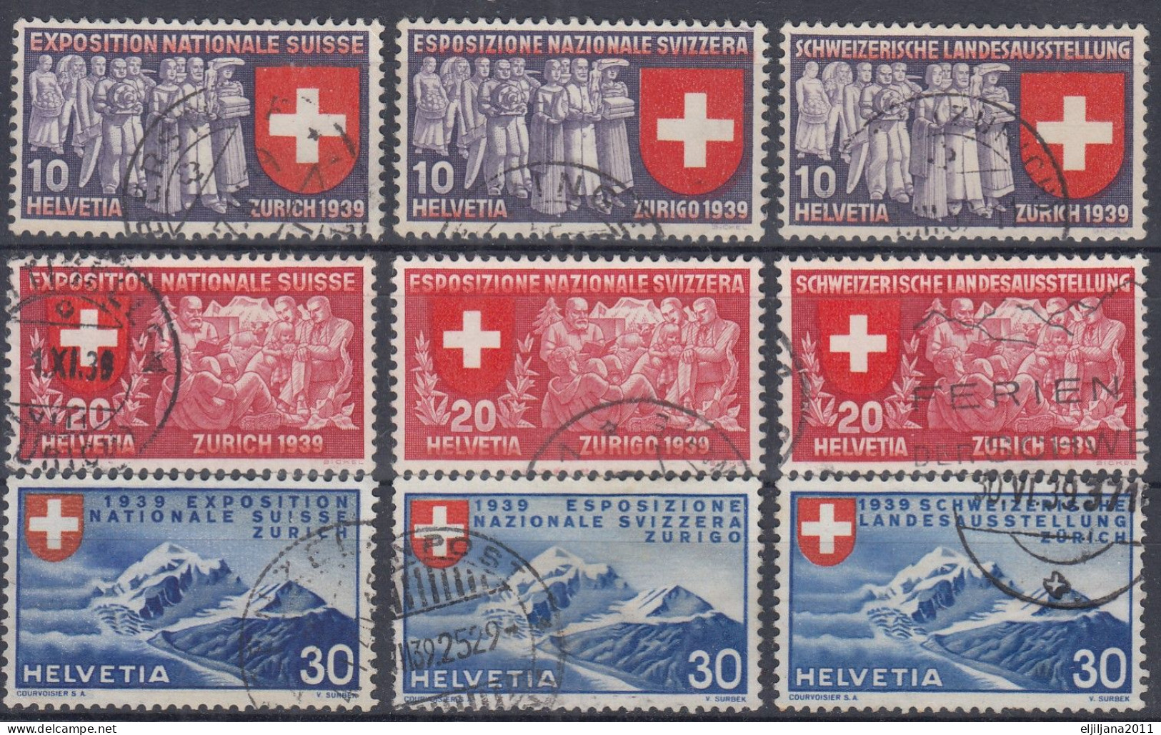 Action !! SALE !! 50 % OFF !! ⁕ Switzerland 1939 ⁕ National Exhibition Mi.335/43 German,French,Italian ⁕ 9v Used - Oblitérés