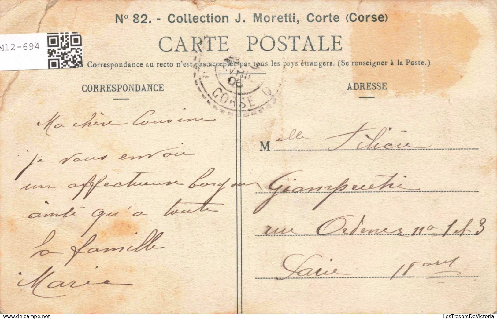 FRANCE - Type Corse - Fileuse - Carte Postale Ancienne - Sonstige & Ohne Zuordnung