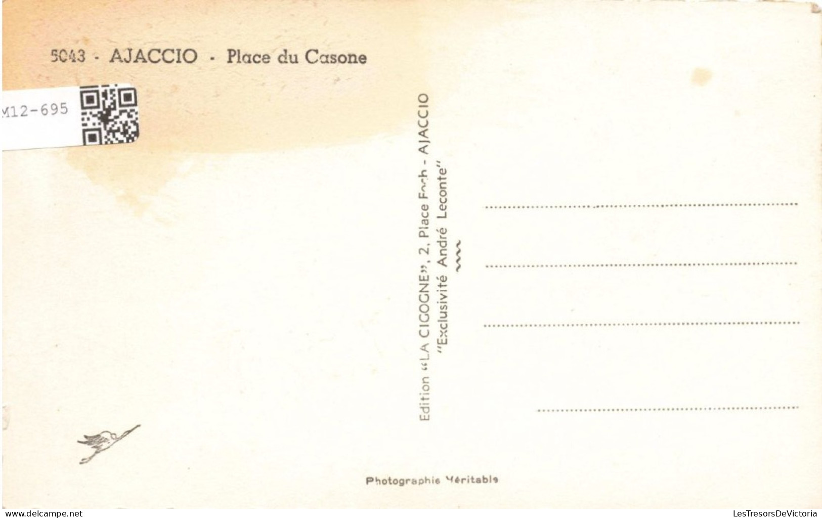FRANCE - Ajaccio - Place Du Casone - Carte Postale Ancienne - Ajaccio