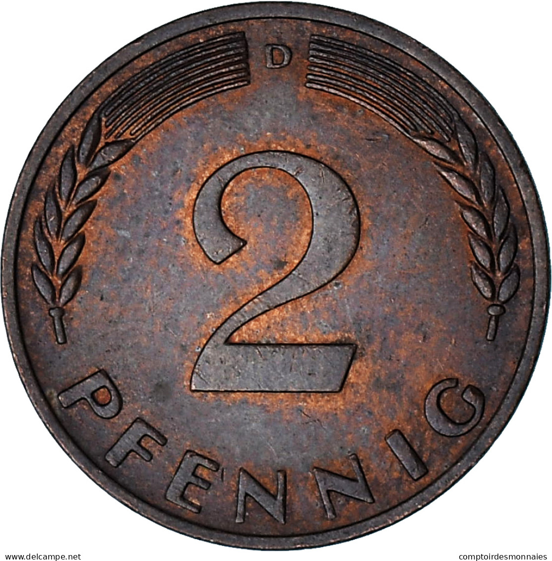 République Fédérale Allemande, 2 Pfennig, 1968, Munich, Bronze, TTB, KM:106 - 2 Pfennig